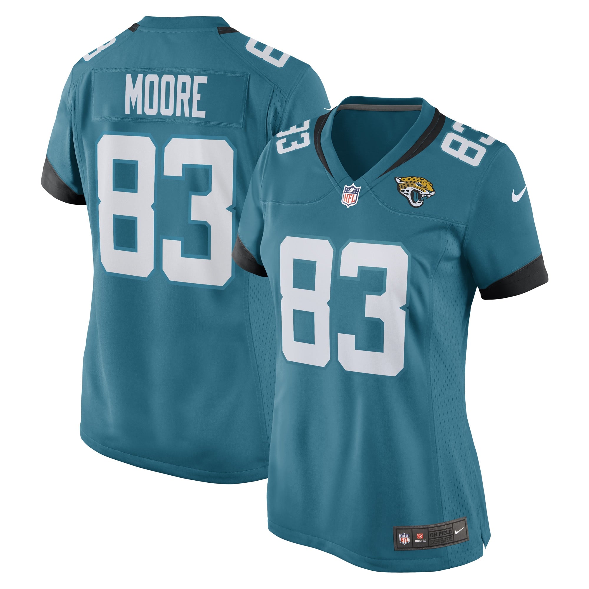 Jaylon Moore Jacksonville Jaguars Nike Women s Game Player Jersey   Teal