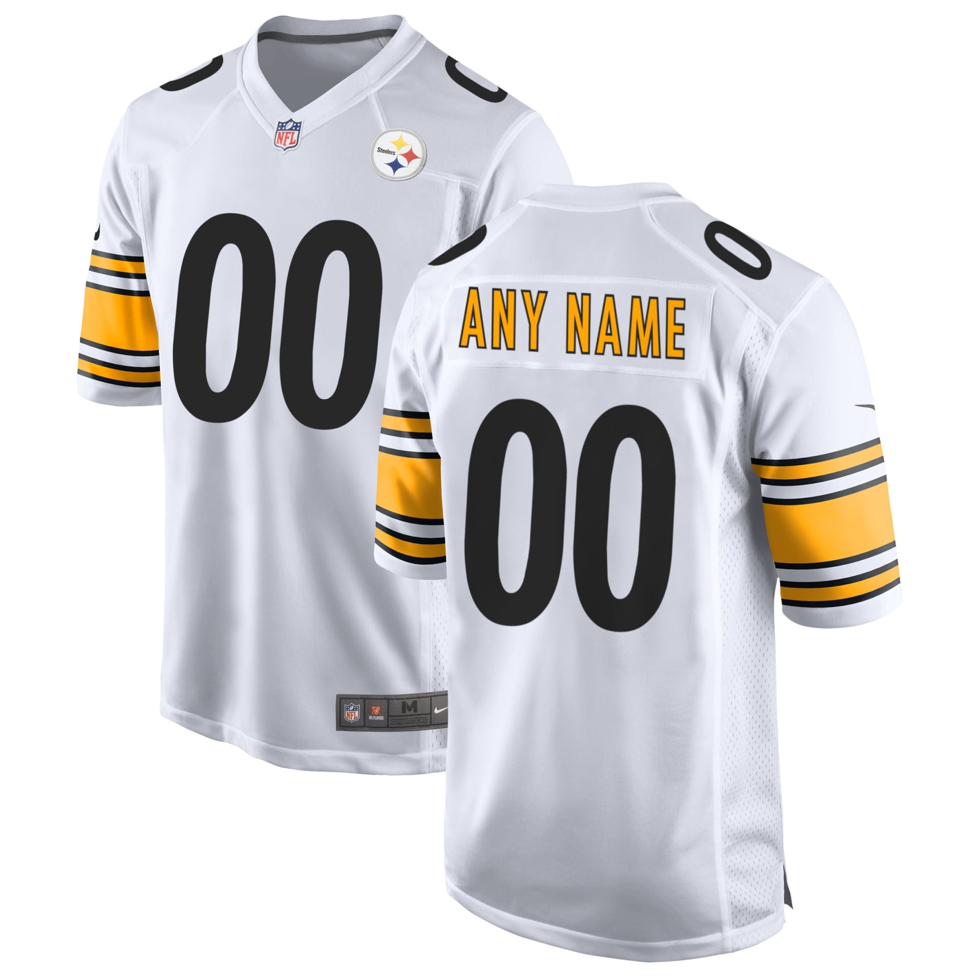 Men s Nike White Pittsburgh Steelers Away Custom Game Jersey