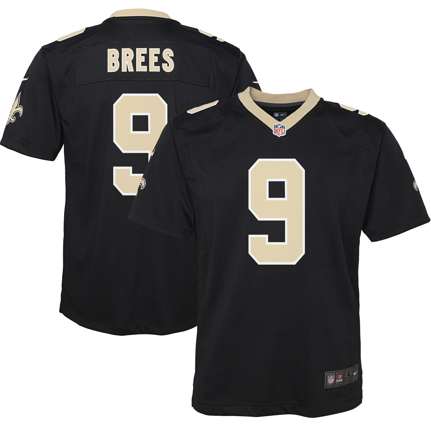 Drew Brees New Orleans Saints Nike Youth Team Color Game Jersey   Black