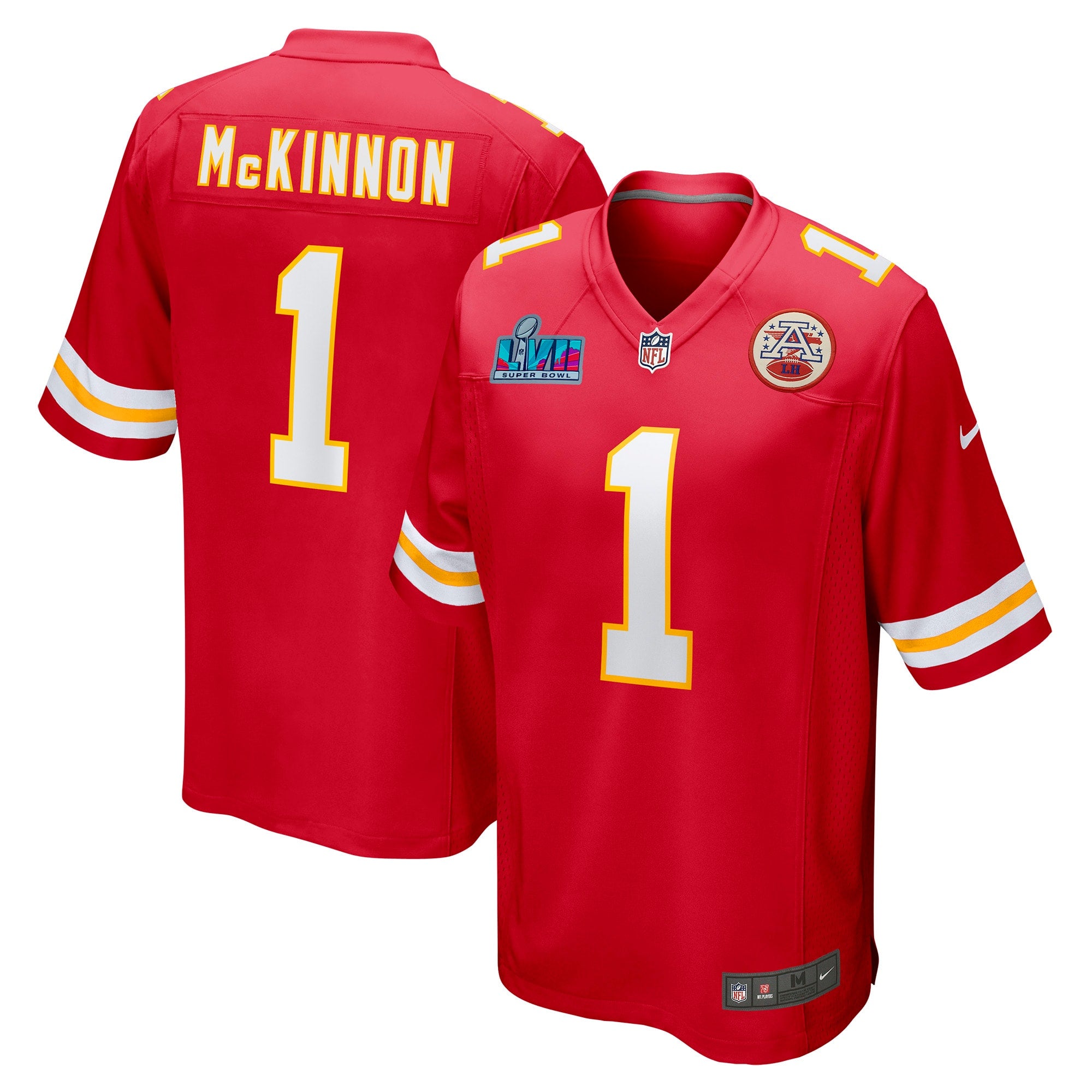 Jerick McKinnon Kansas City Chiefs Nike Super Bowl LVII Patch Game Jersey   Red