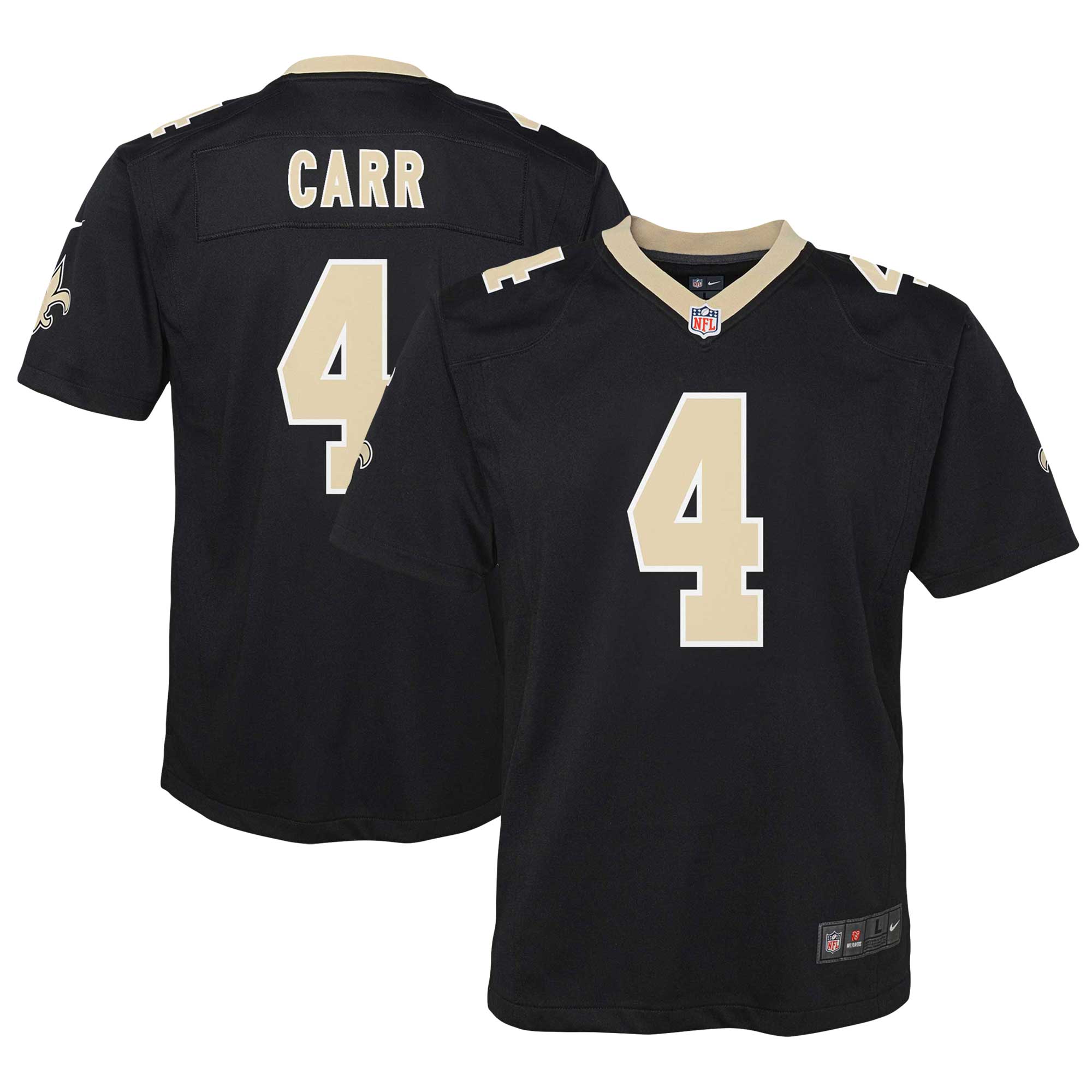 Derek Carr New Orleans Saints Nike Youth Game Jersey   Black