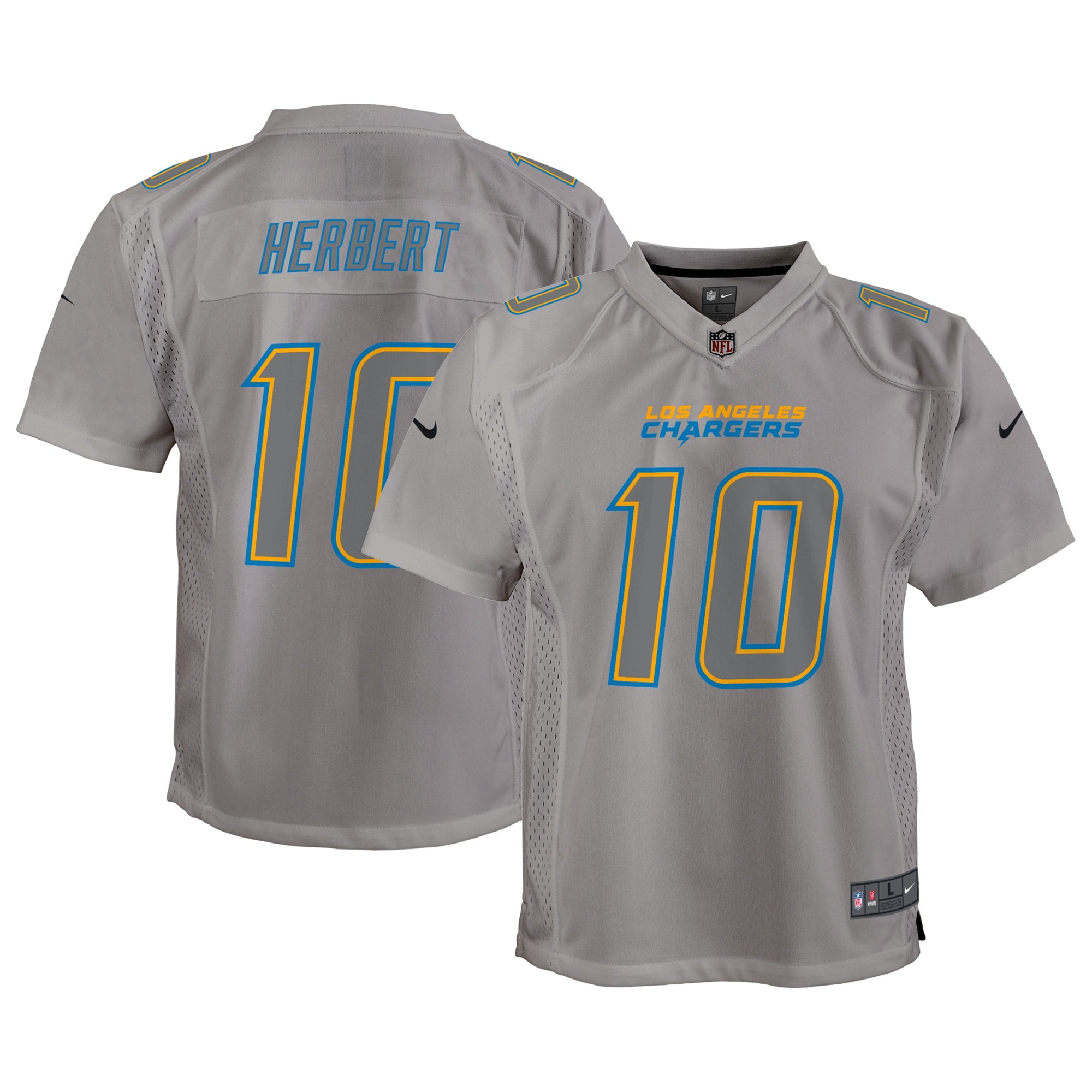 Justin Herbert Los Angeles Chargers Nike Youth Atmosphere Game Jersey   Gray
