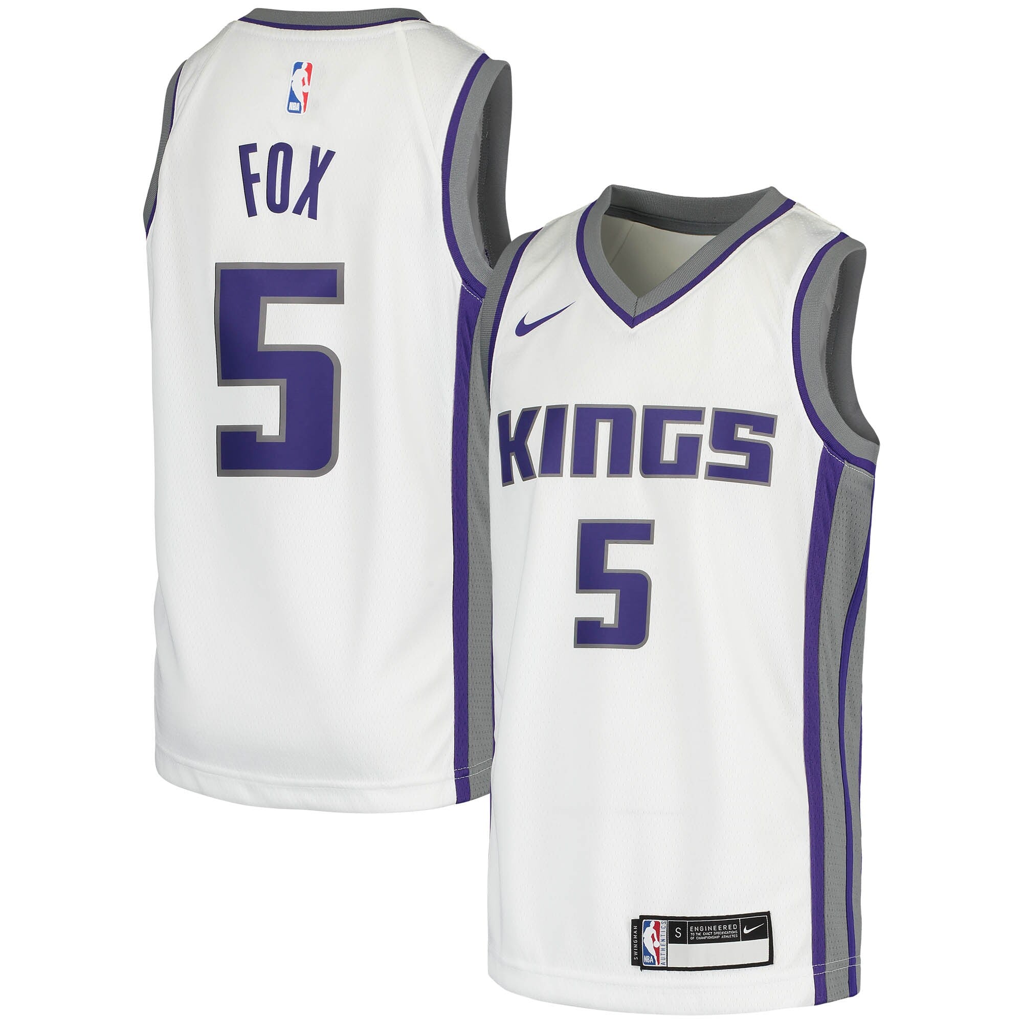 De'Aaron Fox Sacramento Kings Nike Youth 2020/21 Swingman Jersey - Association Edition - White
