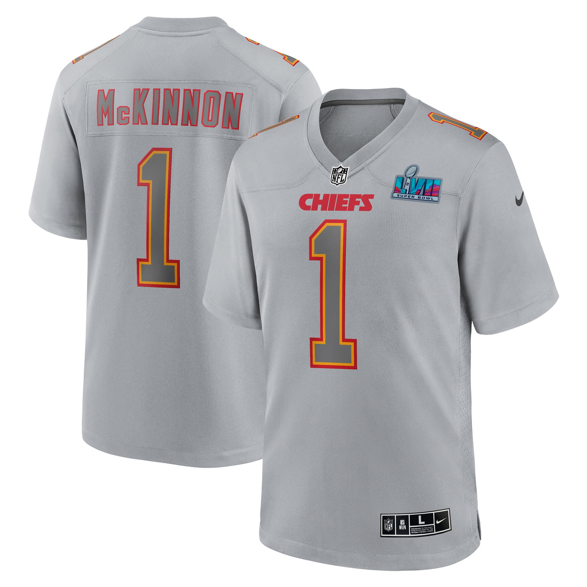 Jerick McKinnon Kansas City Chiefs Nike Super Bowl LVII Patch Atmosphere Fashion Game Jersey   Gray
