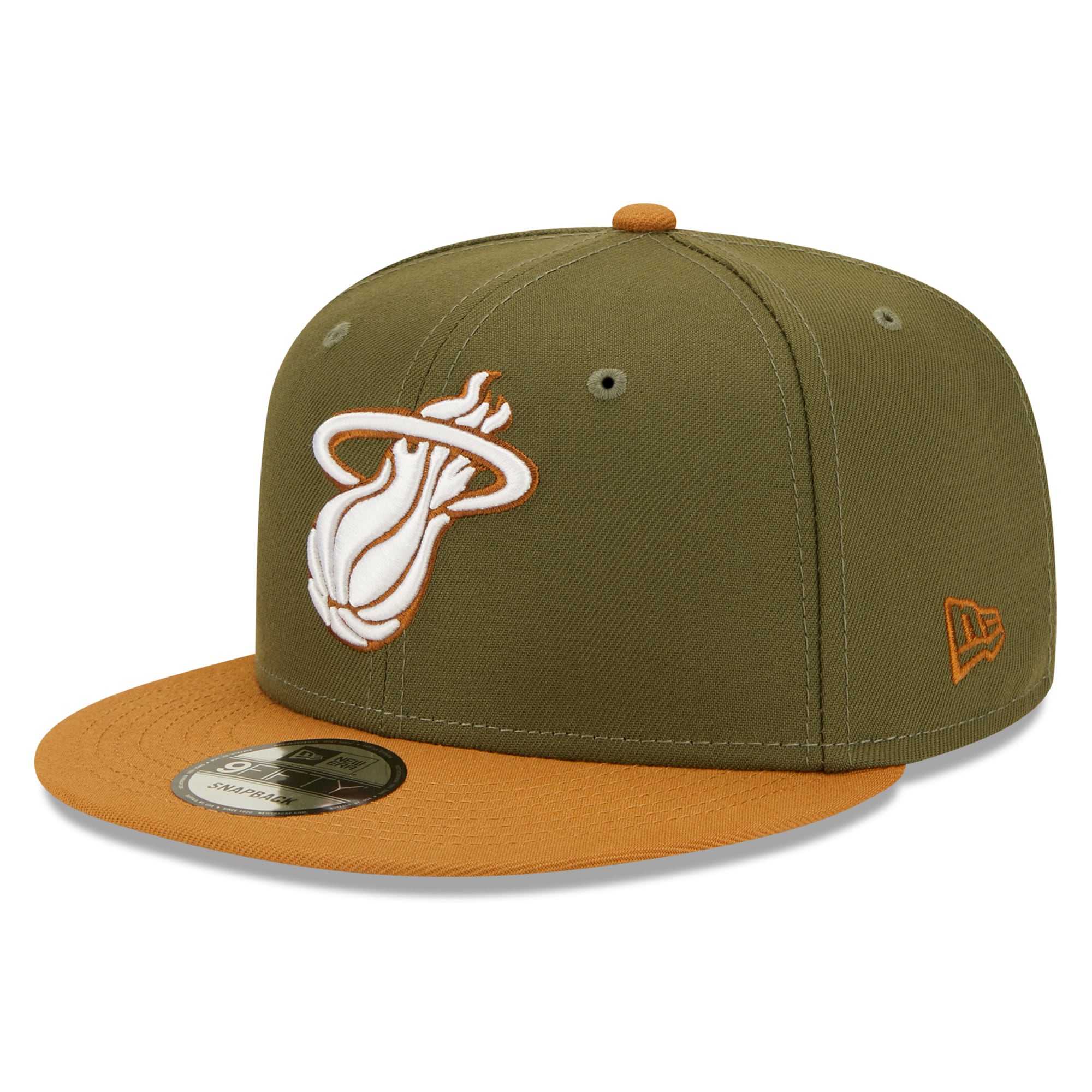 Miami Heat New Era Two-Tone Color Pack 9FIFTY Snapback Hat - Olive/Brown