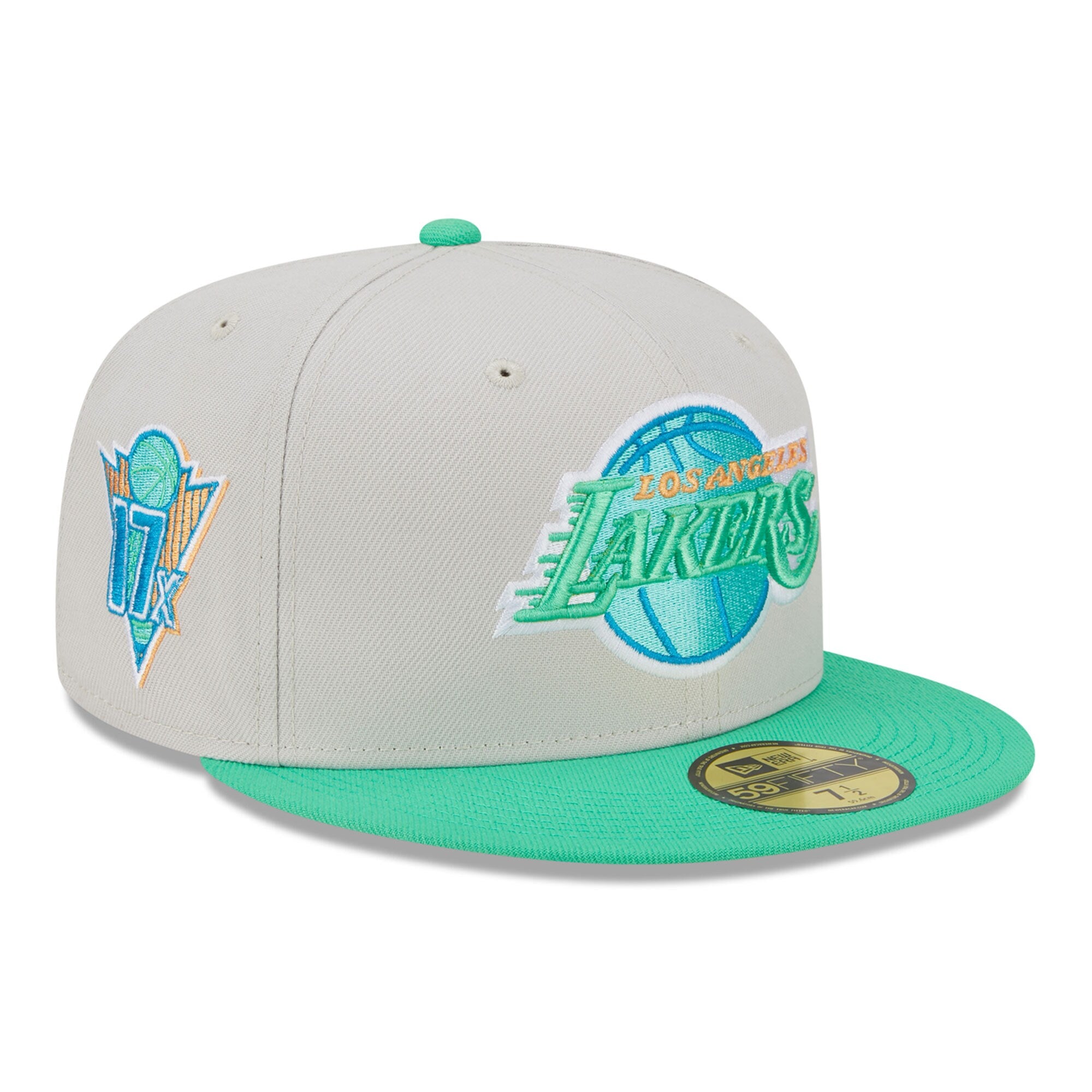 Los Angeles Lakers Cream and Green 59FIFTY Fitted Hat - Tan
