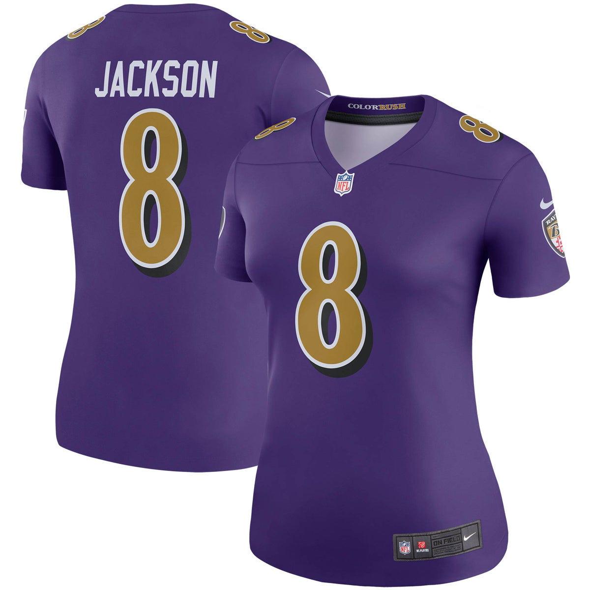 Lamar Jackson Baltimore Ravens Nike Women s Color Rush Legend Player Jersey   Purple