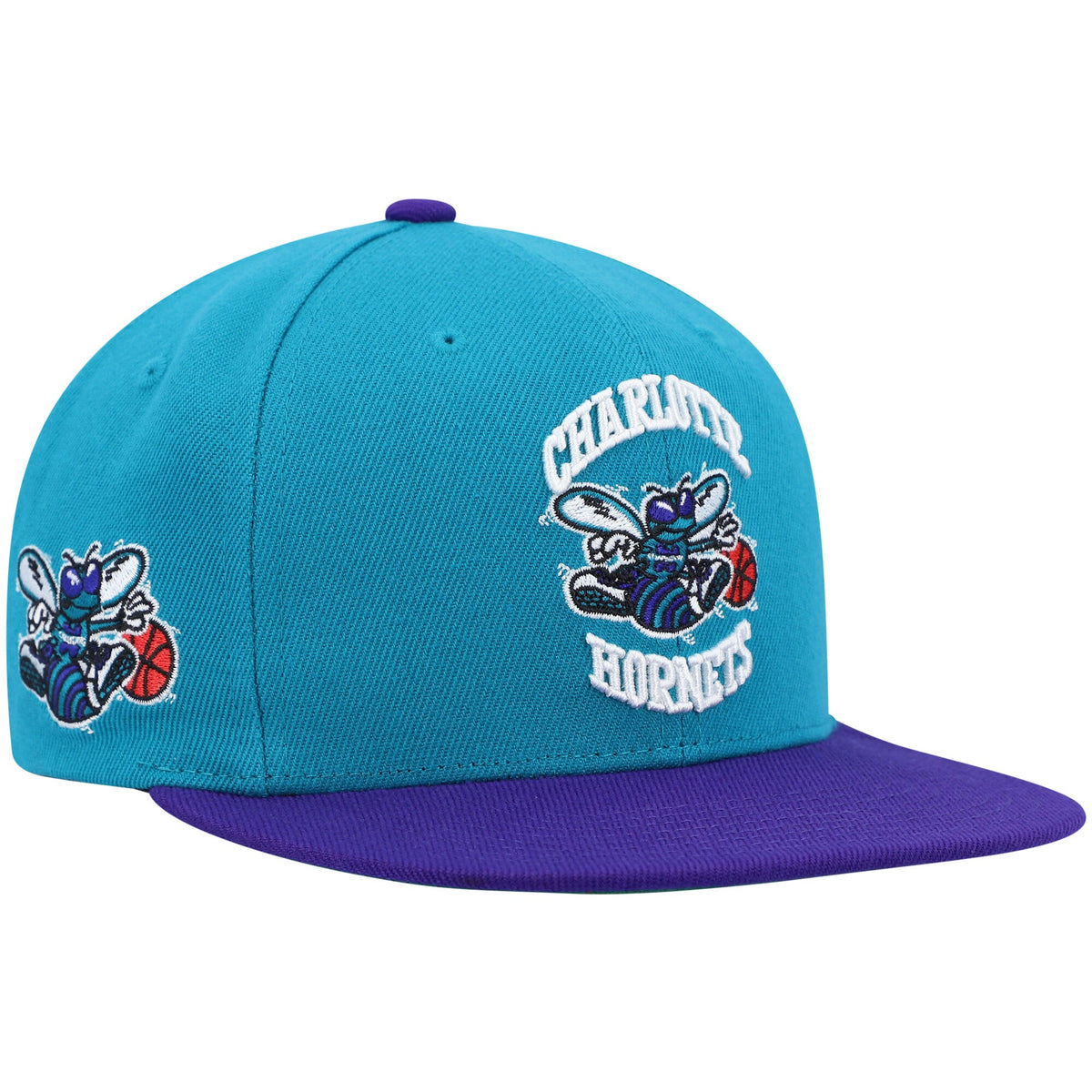 Charlotte Hornets Mitchell & Ness Hardwood Classics Snapback Hat - Teal/Purple
