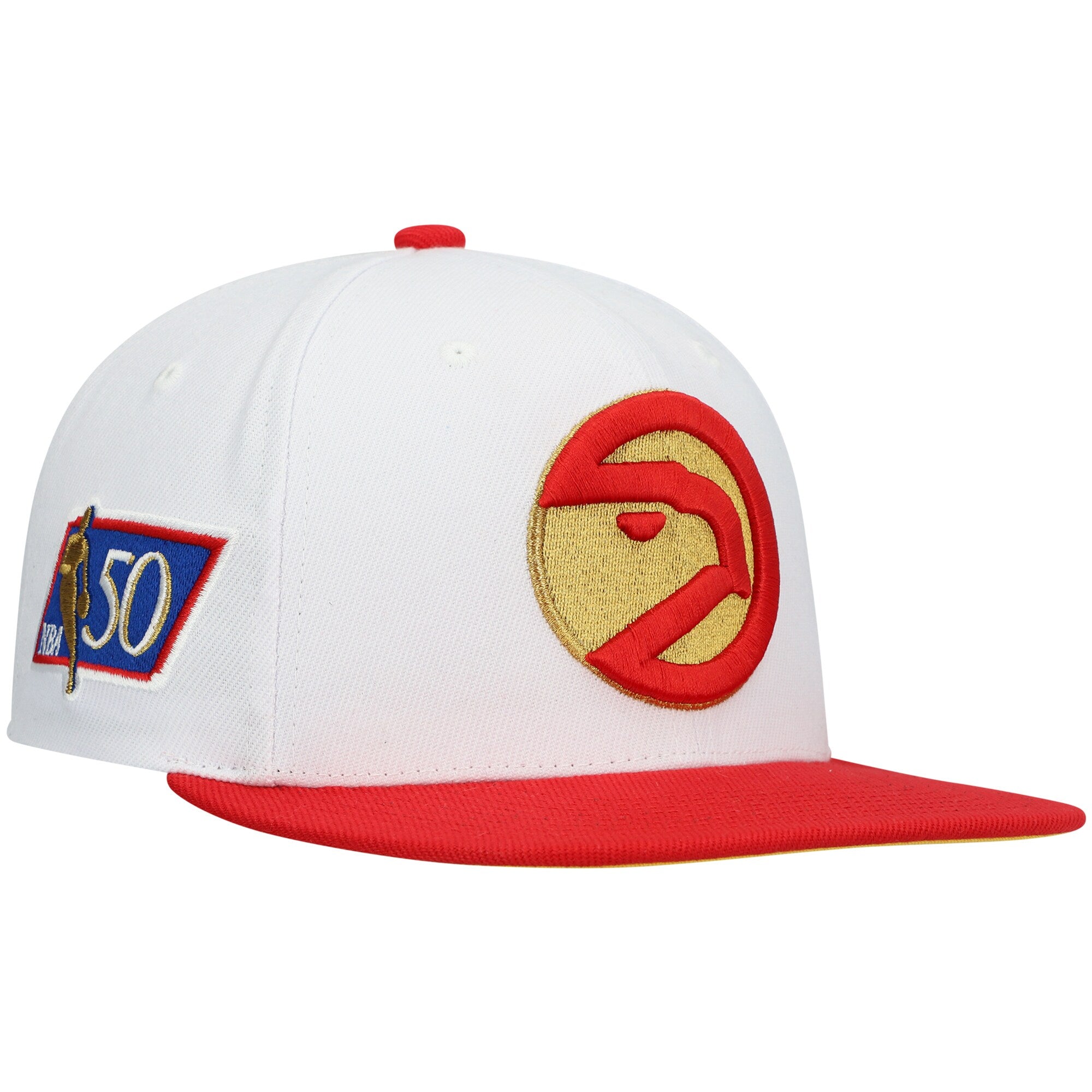 Atlanta Hawks, NBA Jerseys Mitchell & Ness Hardwood Classics 50th Anniversary Snapback Hat - White/Red