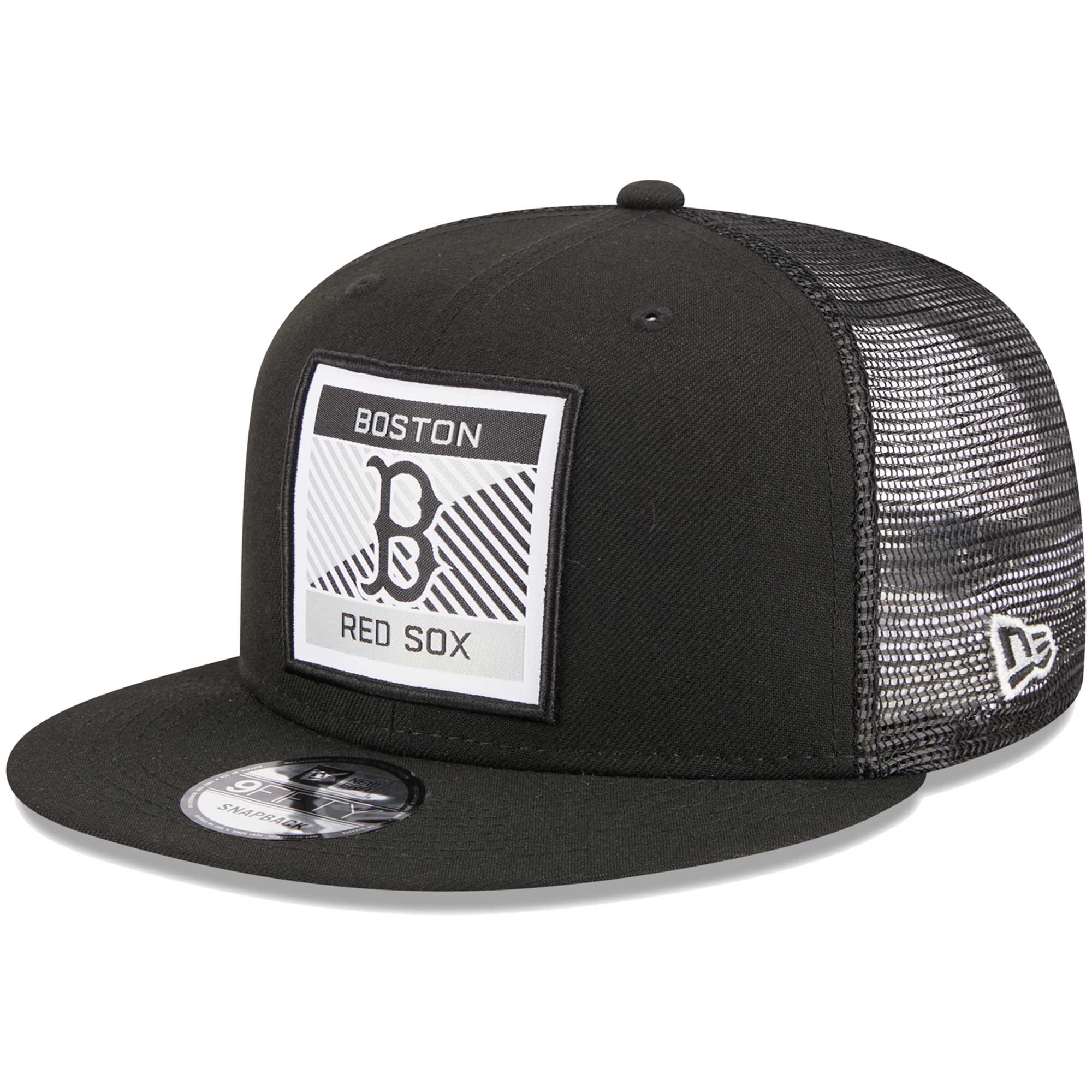 Boston Red Sox New Era Scratch Squared Trucker 9FIFTY Snapback Hat - Black