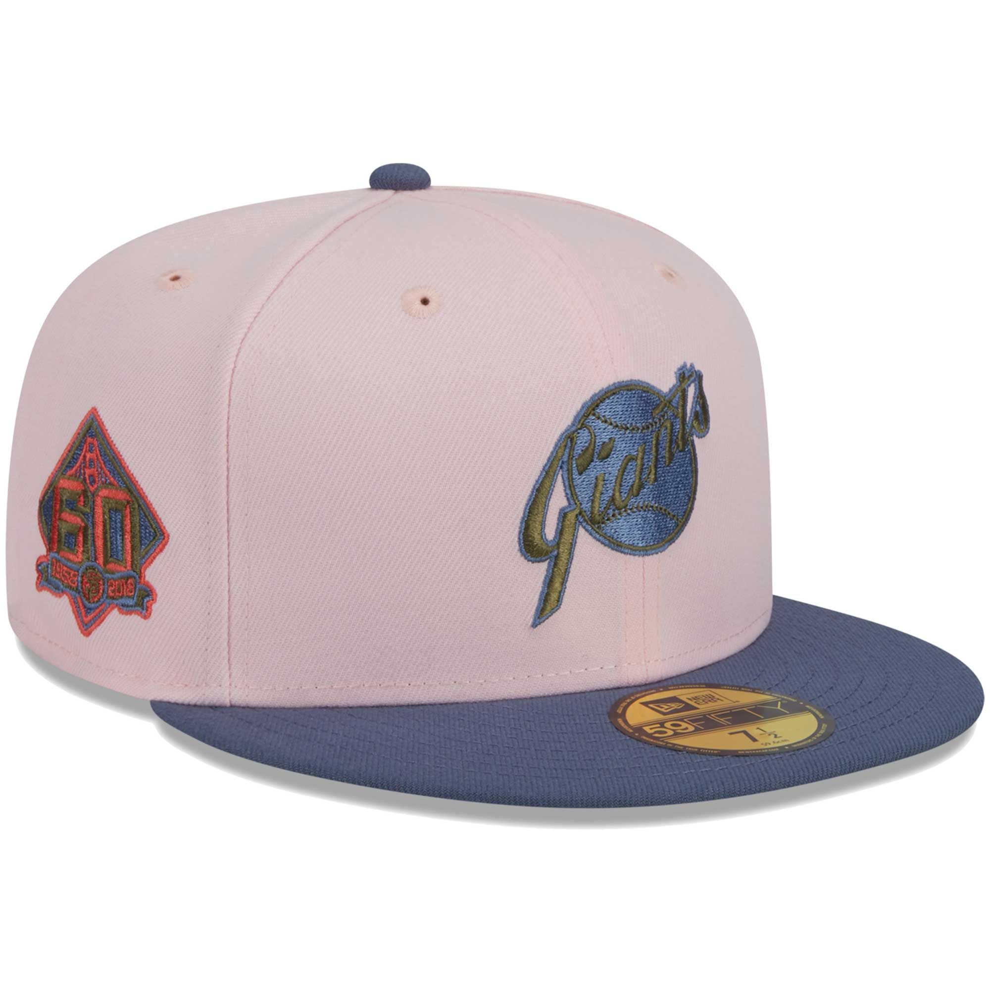 San Francisco Giants New Era Olive Undervisor 59FIFTY Fitted Hat - Pink/Blue
