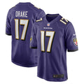 Men s Nike Kenyan Drake Purple Baltimore Ravens Game Player Jersey