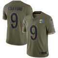 Men s Nike Matthew Stafford Olive Los Angeles Rams 2022 Salute To Service Limited Jersey