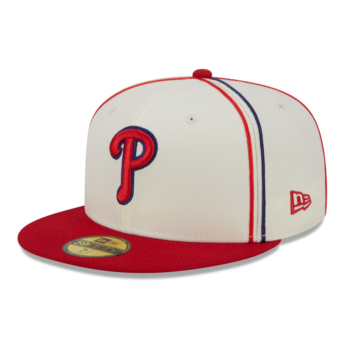 Philadelphia Phillies New Era Chrome Sutash 59FIFTY Fitted Hat - Cream/Red
