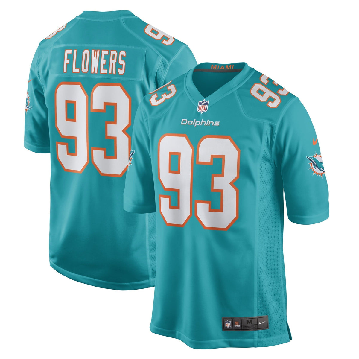 Men s Nike Trey Flowers Aqua Miami Dolphins Game Player Jersey
