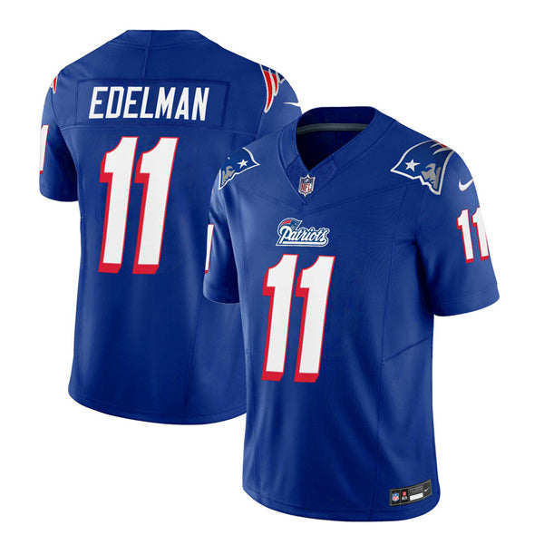 Men s New England Patriots Julian Edelman Blue 2023 F.U.S.E. Vapor Limited Stitched Jersey