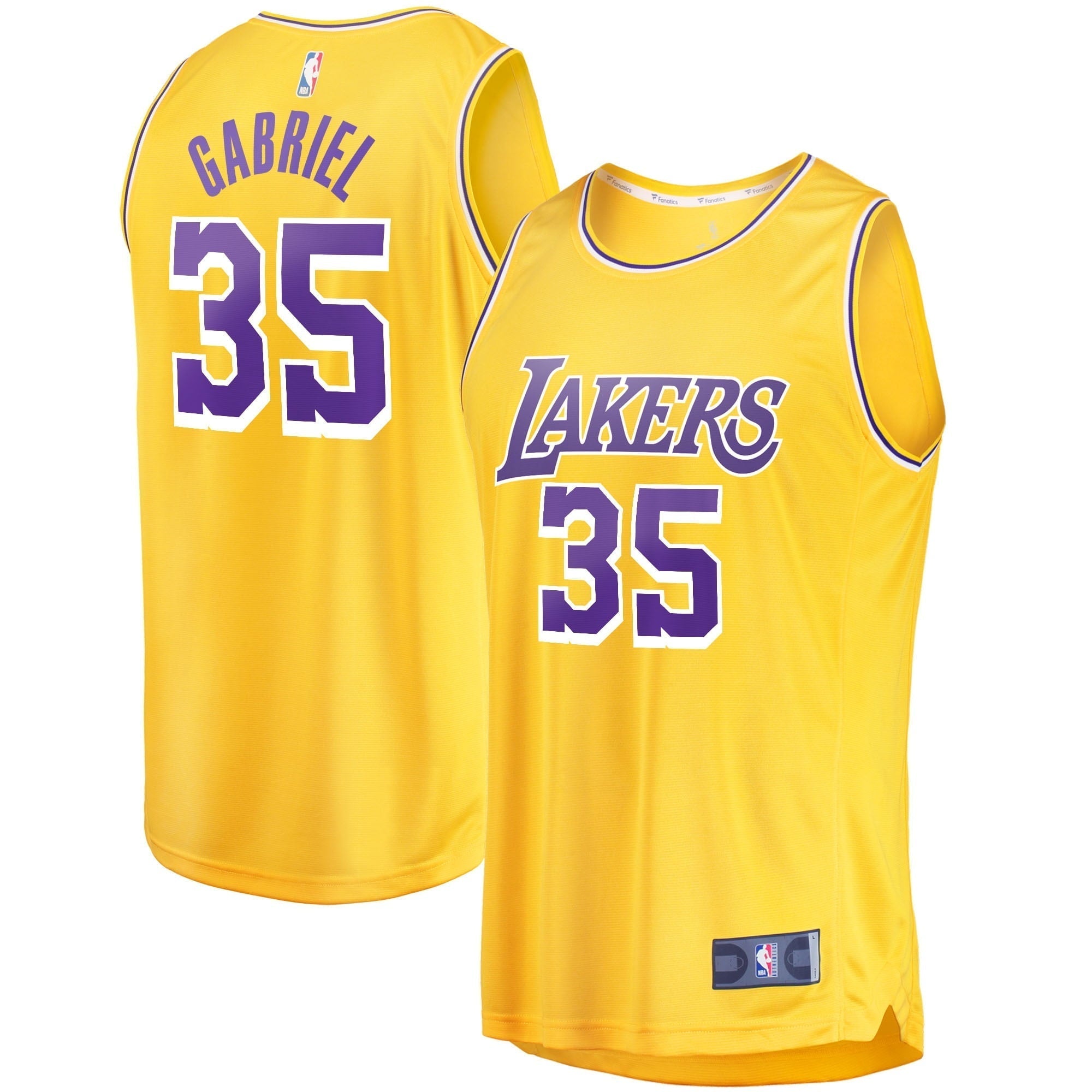 Men's Fanatics Branded Wenyen Gabriel Gold Los Angeles Lakers 2021/22 Fast Break Replica Jersey - Icon Edition
