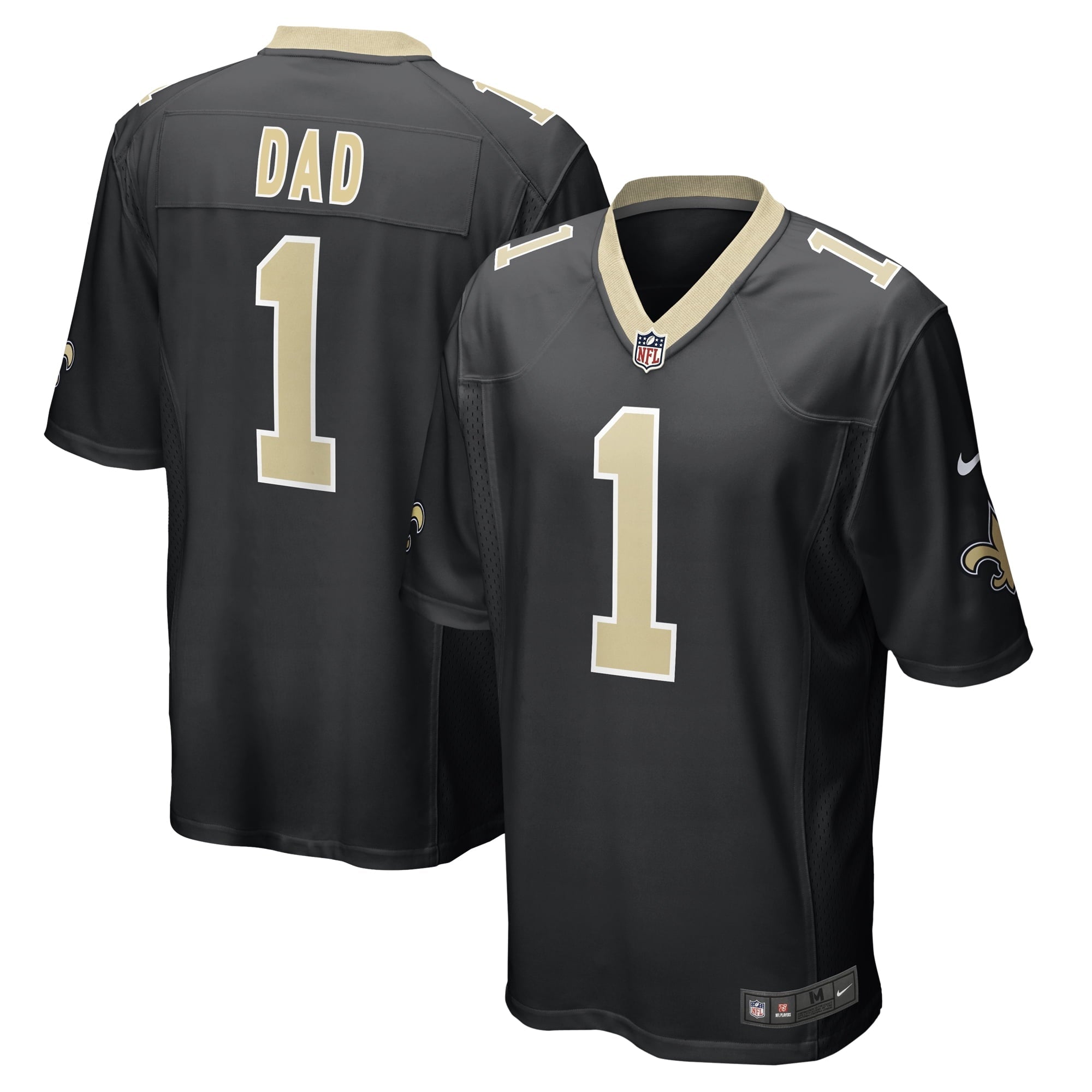 Men s Nike Number 1 Dad Black New Orleans Saints Game Jersey