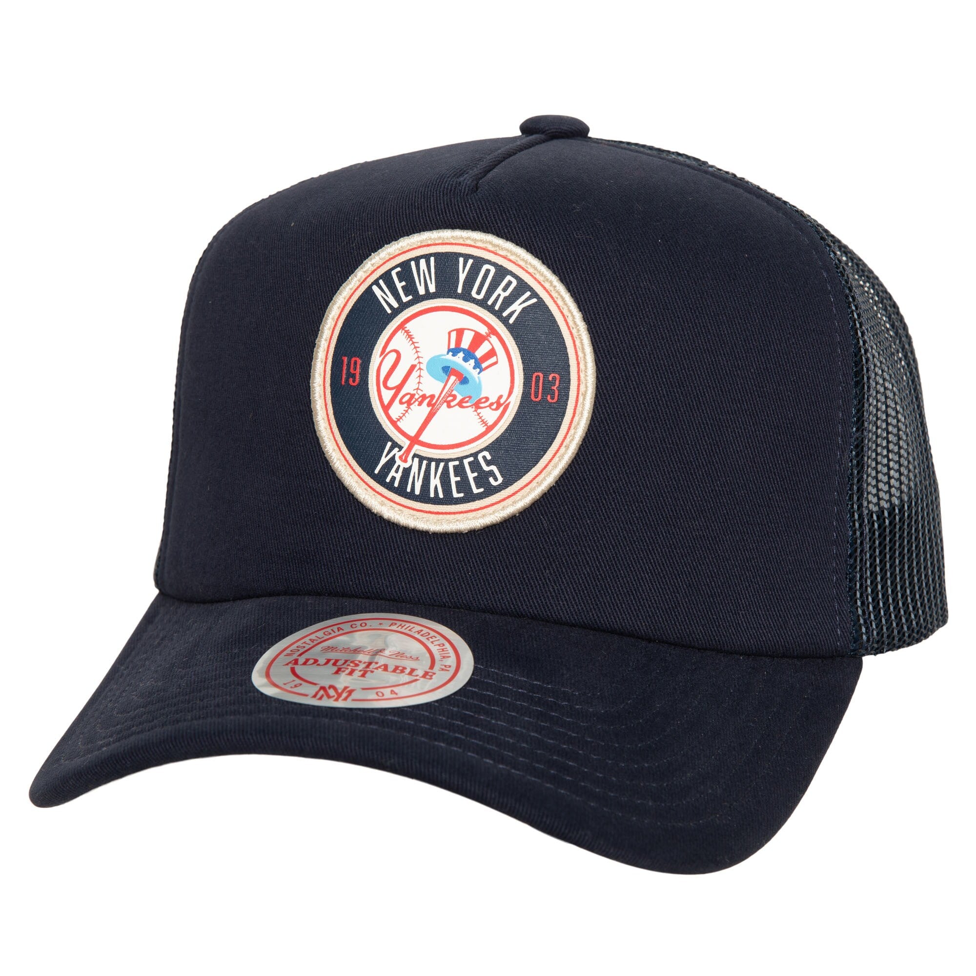 New York Yankees Mitchell & Ness Cooperstown Collection Circle Change Trucker Adjustable Hat - Navy