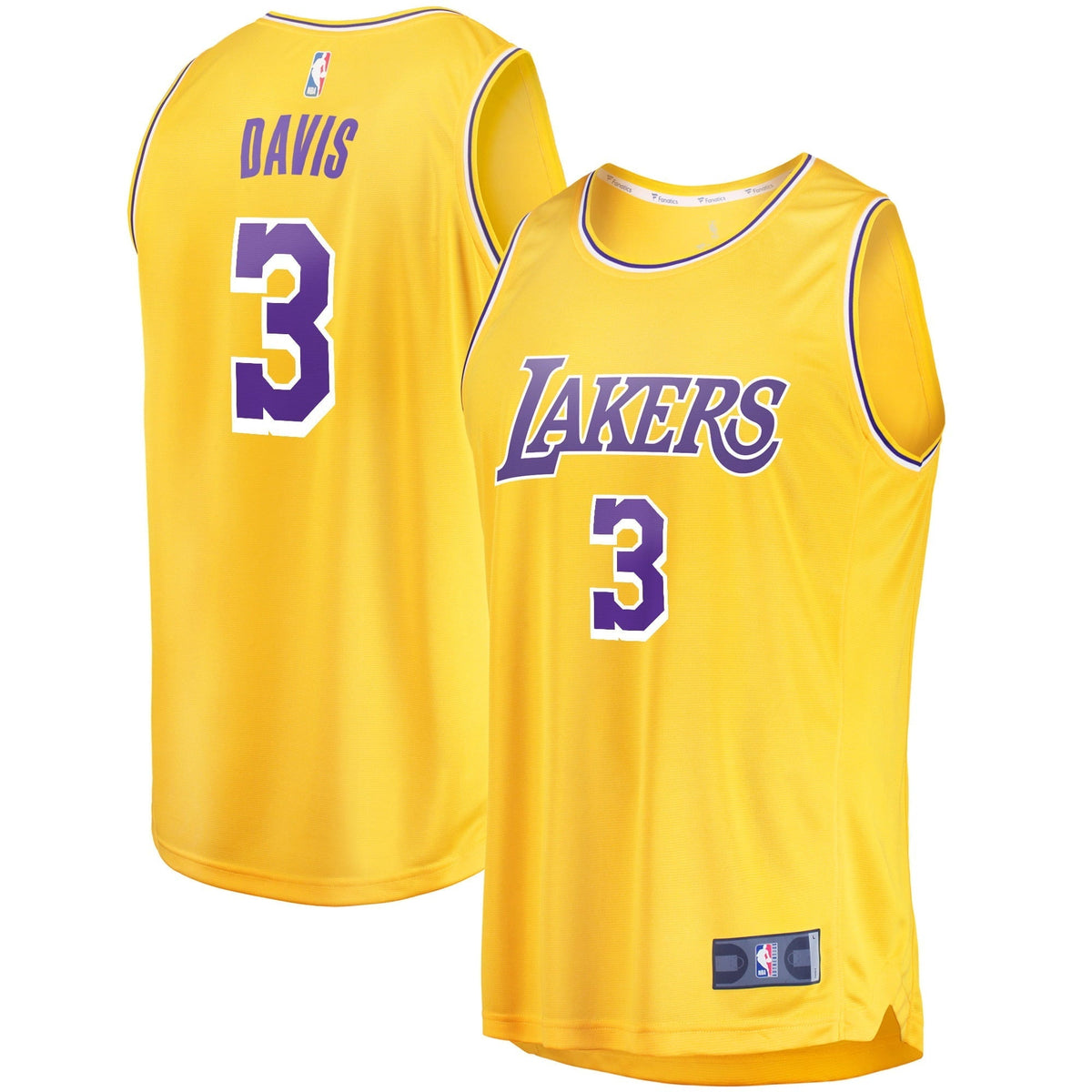 Youth Fanatics Branded Anthony Davis Gold Los Angeles Lakers 2019/20 Fast Break Replica Jersey - Icon Edition