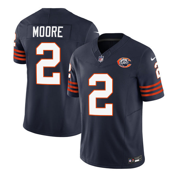 Men s Chicago Bears DJ Moore Navy 2023 Throwback Limited  Stitched Game Jerseys