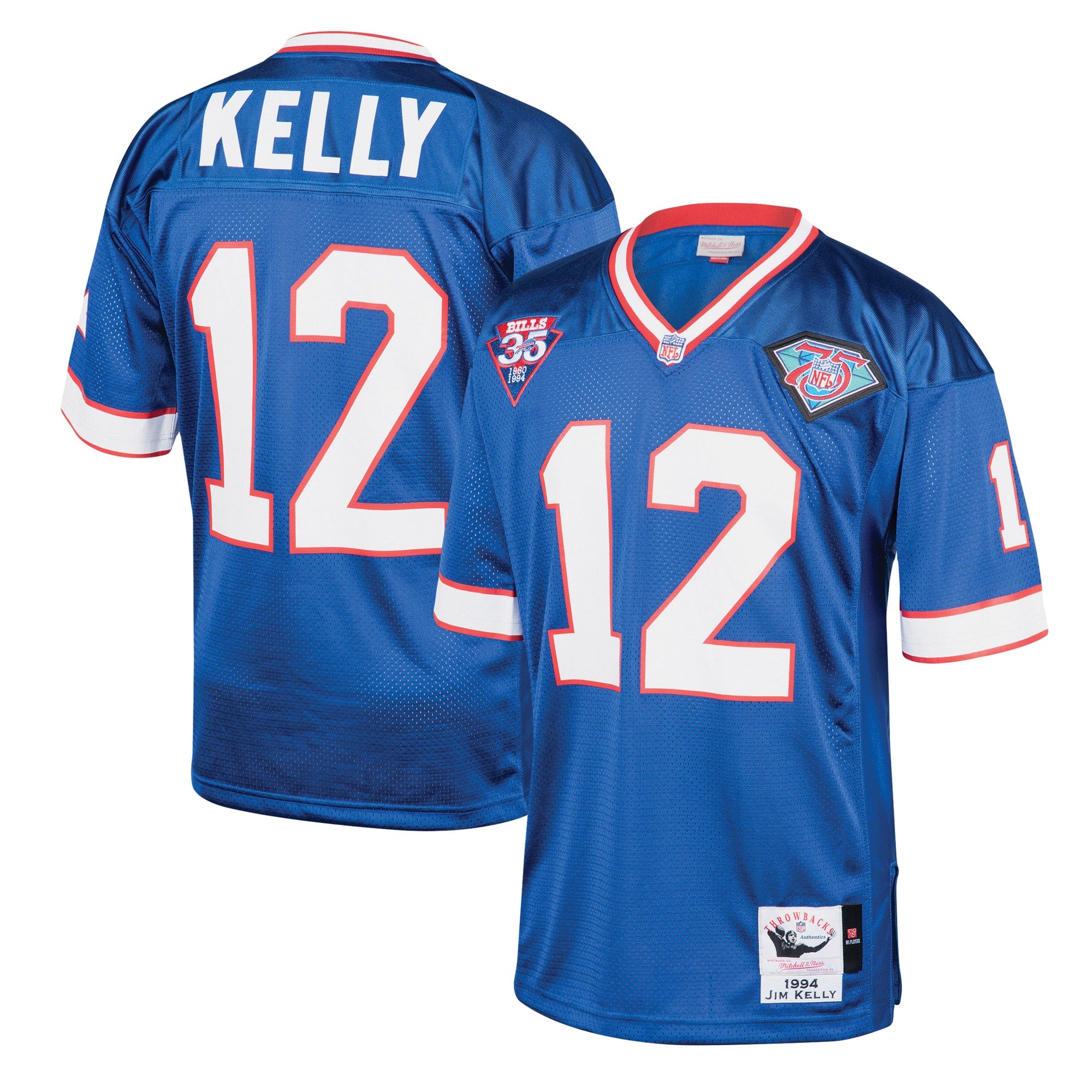 Jim Kelly Buffalo Bills Mitchell   Ness 1994 Authentic Throwback Retired Player Jersey   Royal