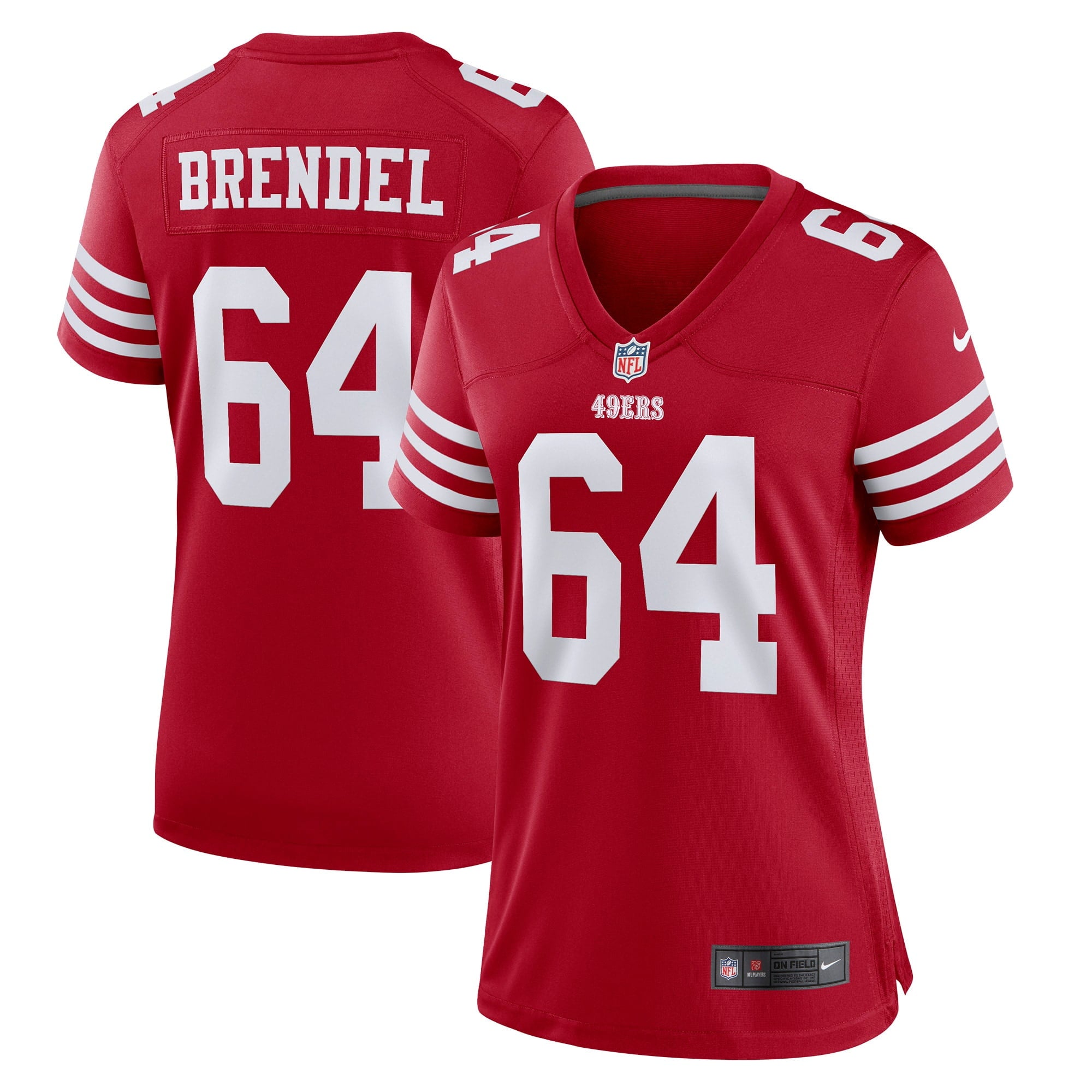 Women s Nike Jake Brendel Scarlet San Francisco 49ers Game Player Jersey