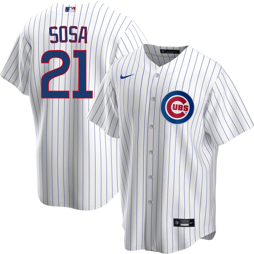 Men's Sammy Sosa Chicago Cubs White Home Premium Stitch Replica Jersey