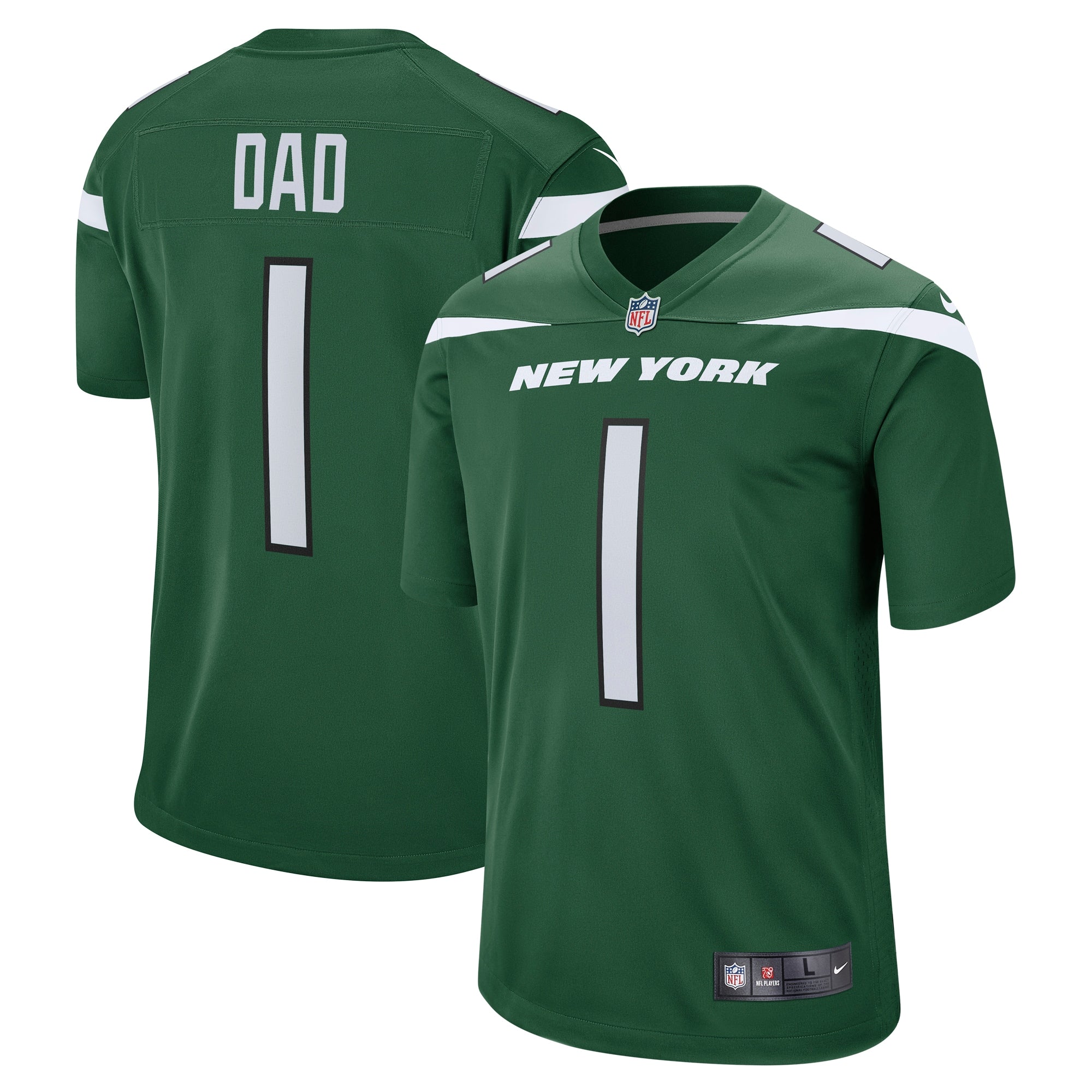 Number 1 Dad New York Jets Nike Game Jersey   Gotham Green