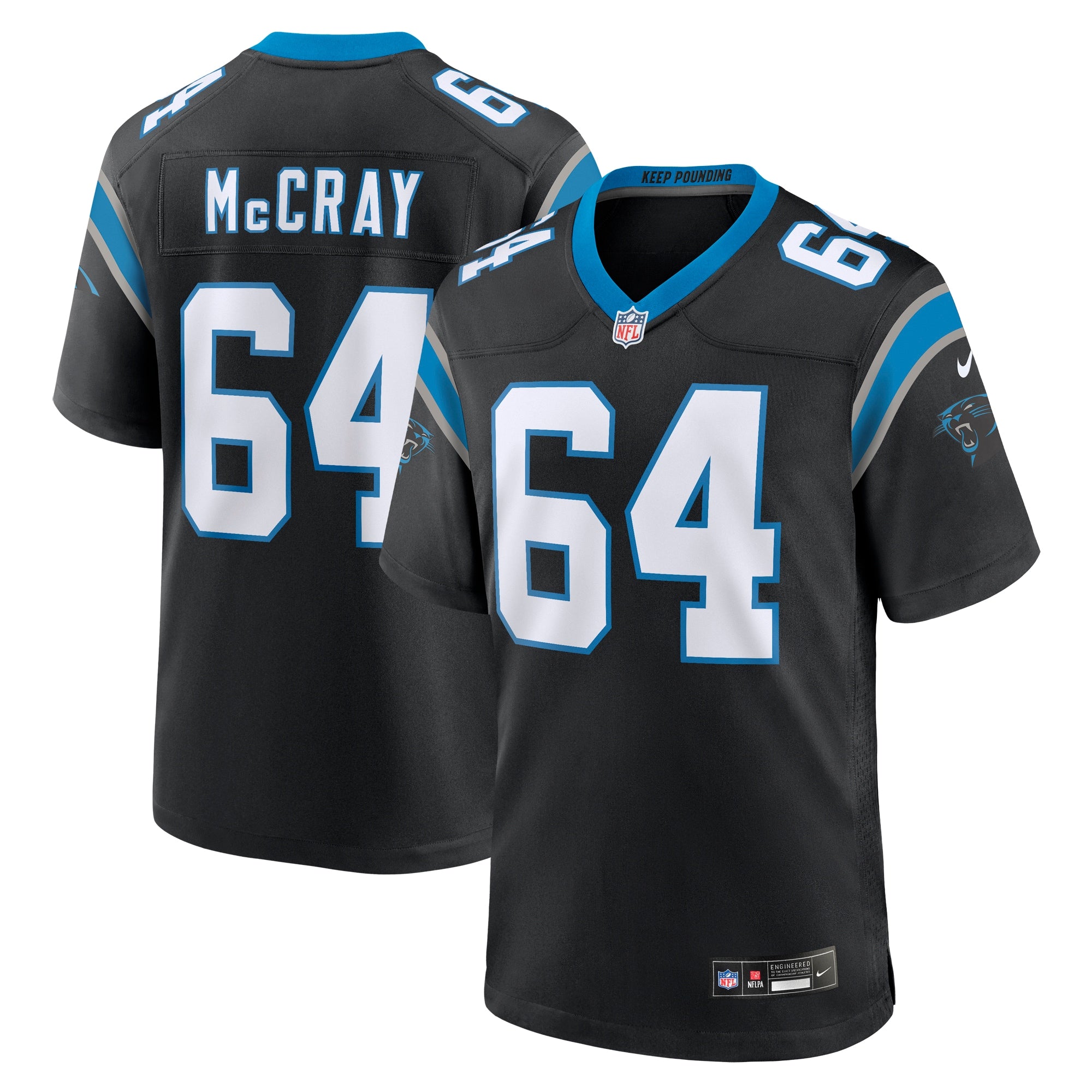 Justin McCray Carolina Panthers Nike Team Game Jersey   Black