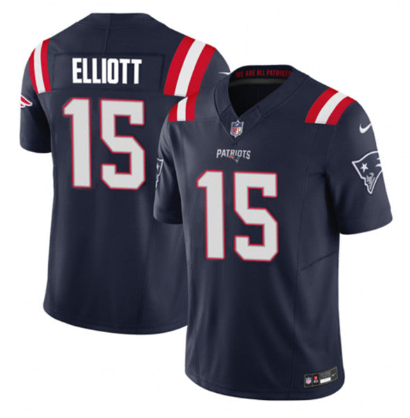 Men s New England Patriots Ezekiel Elliott Navy 2023 F.U.S.E. Vapor Limited Stitched Jersey
