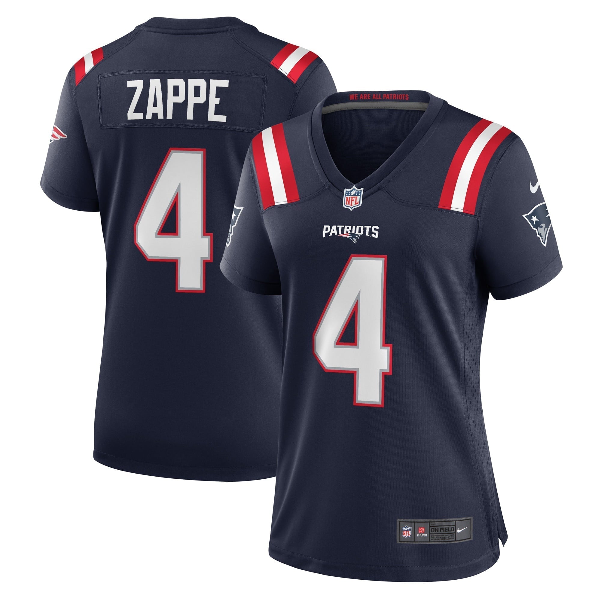 Women s Nike Bailey Zappe Navy New England Patriots Game Player Jersey