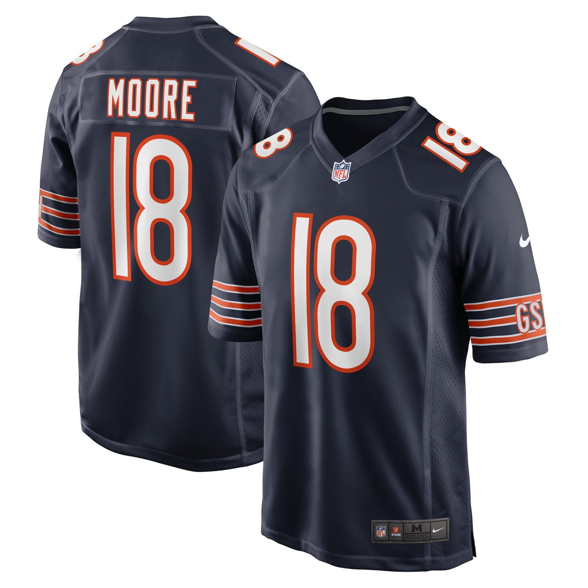 Men s Nike David Moore Navy Chicago Bears Game Player Jersey