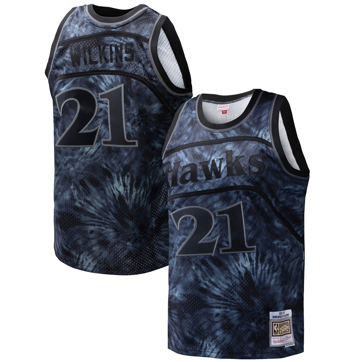 Dominique Wilkins Atlanta Hawks, NBA Jerseys Mitchell & Ness Hardwood Classics 1986/87 Tie-Dye Swingman Jersey - Black