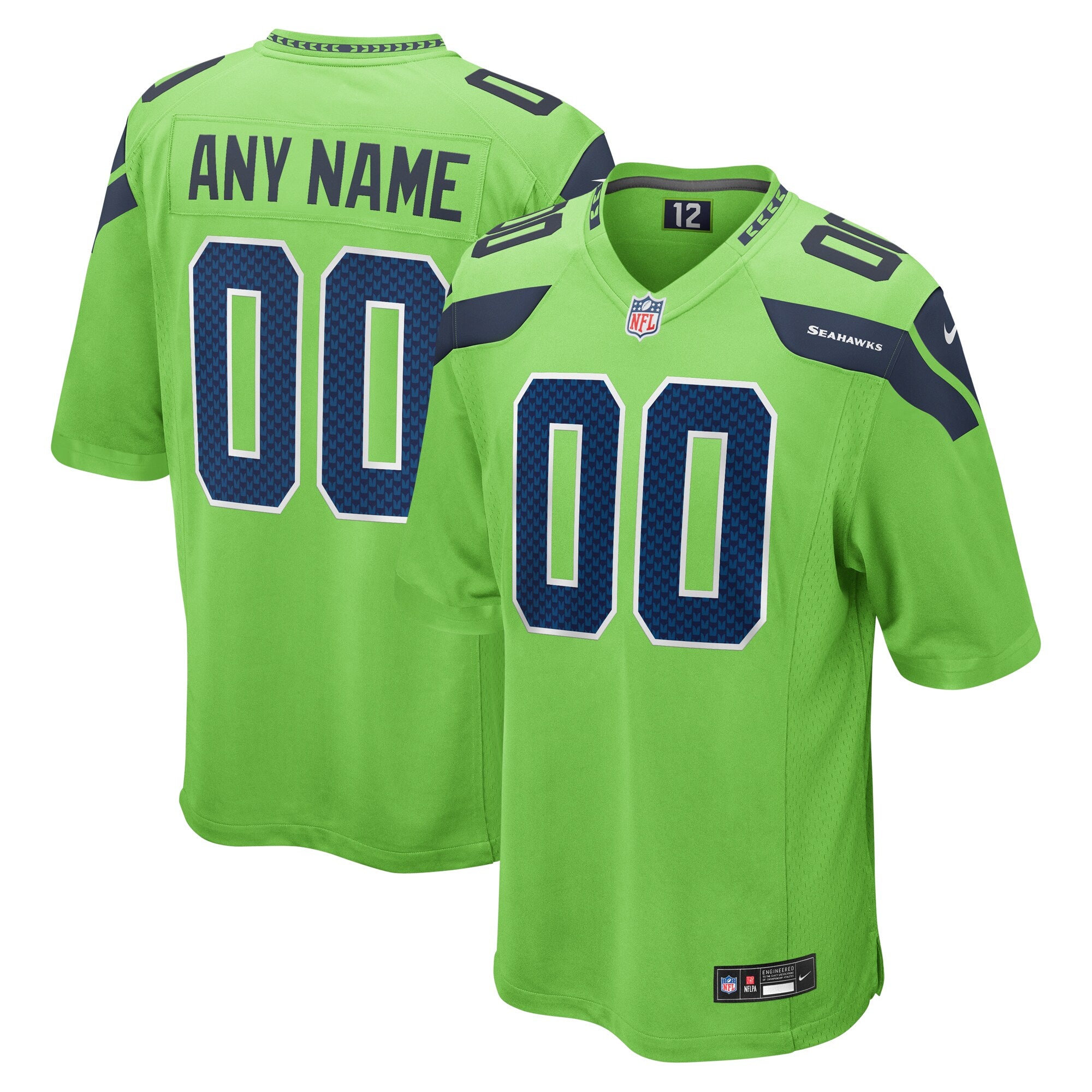Seattle Seahawks Nike Alternate Custom Game Jersey Neon Green