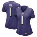 Women s Nike Number 1 Mom Purple Baltimore Ravens Game Jersey