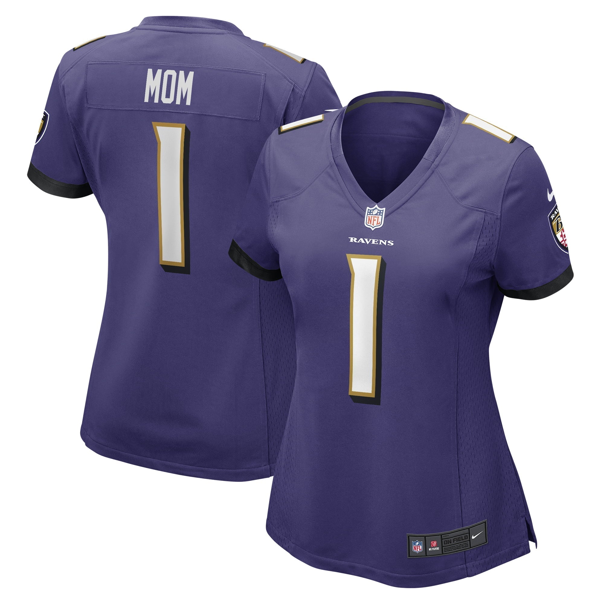 Women s Nike Number 1 Mom Purple Baltimore Ravens Game Jersey