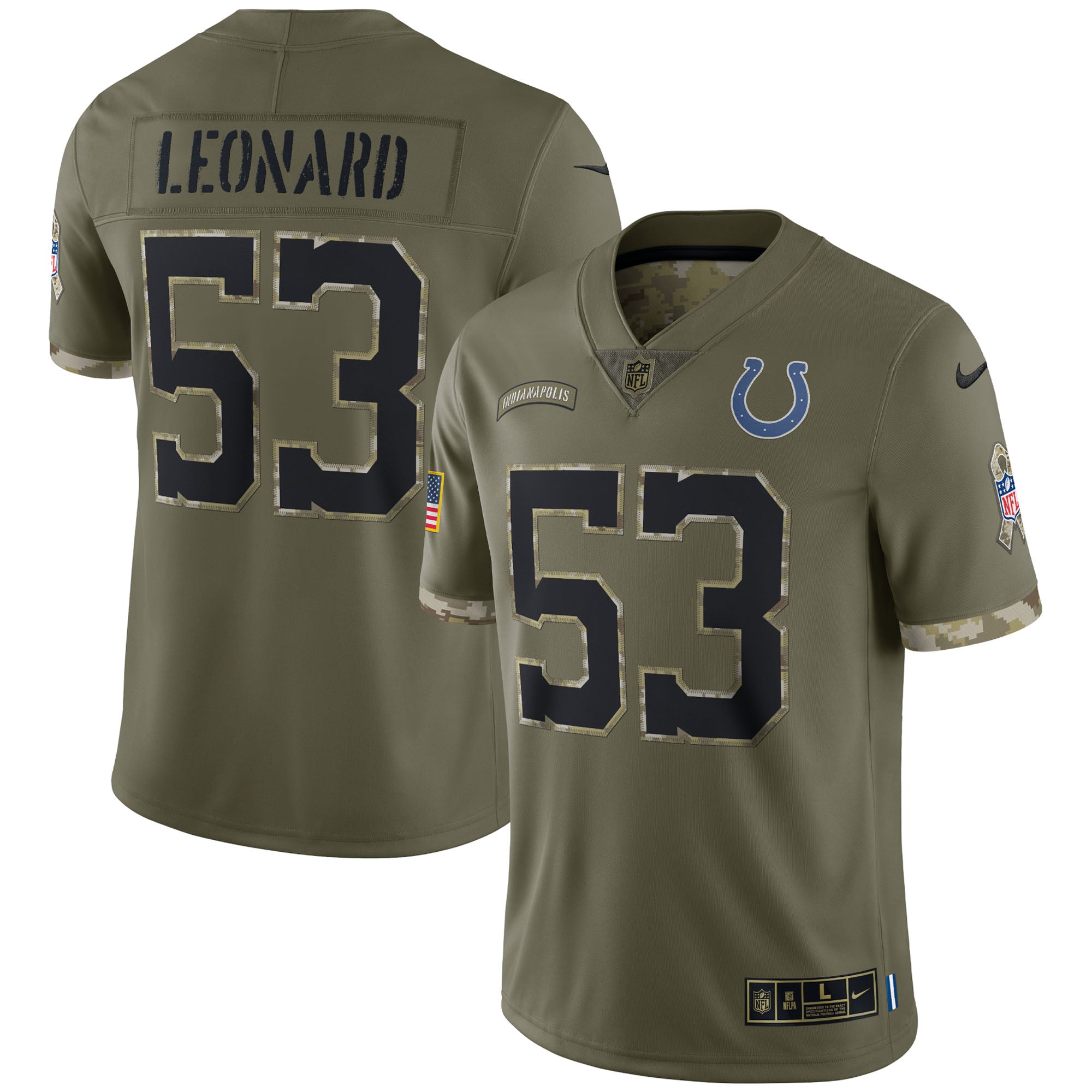 Shaquille Leonard Indianapolis Colts Nike 2022 Salute To Service Limited Jersey   Olive