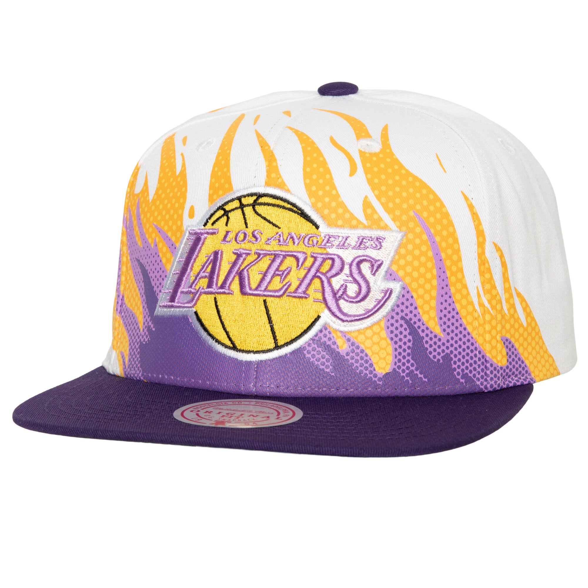 Los Angeles Lakers Mitchell & Ness Hot Fire Snapback Hat - White