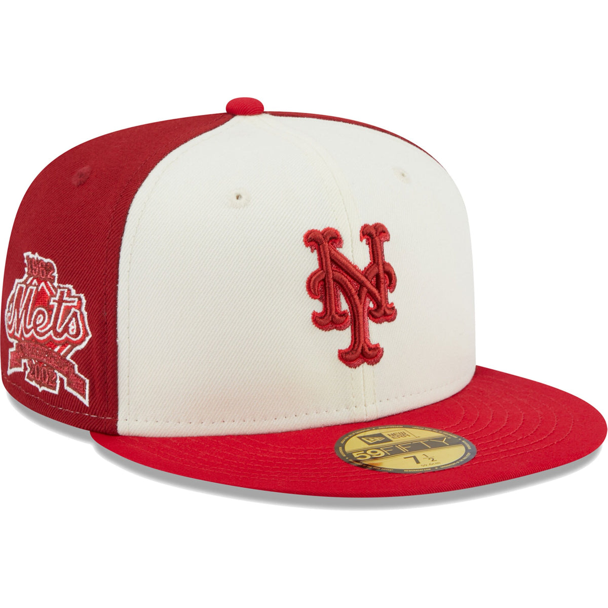 New York Mets New Era Chrome Anniversary 59FIFTY Fitted Hat - Cream/Red