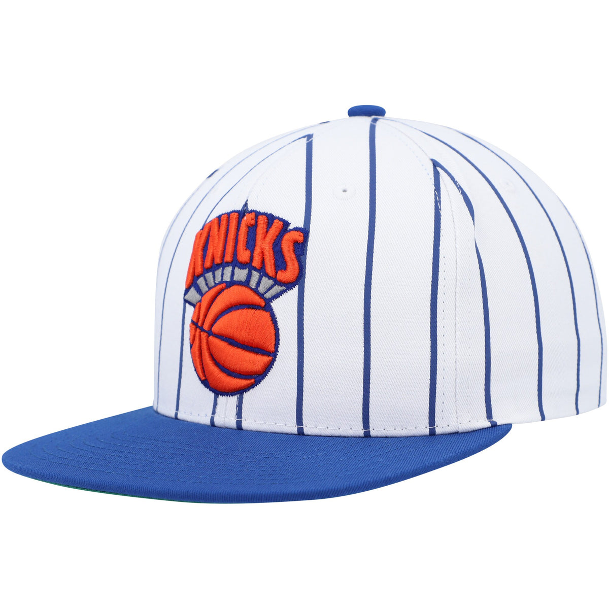 New York Knicks Mitchell & Ness Hardwood Classics Pinstripe Snapback Hat - White