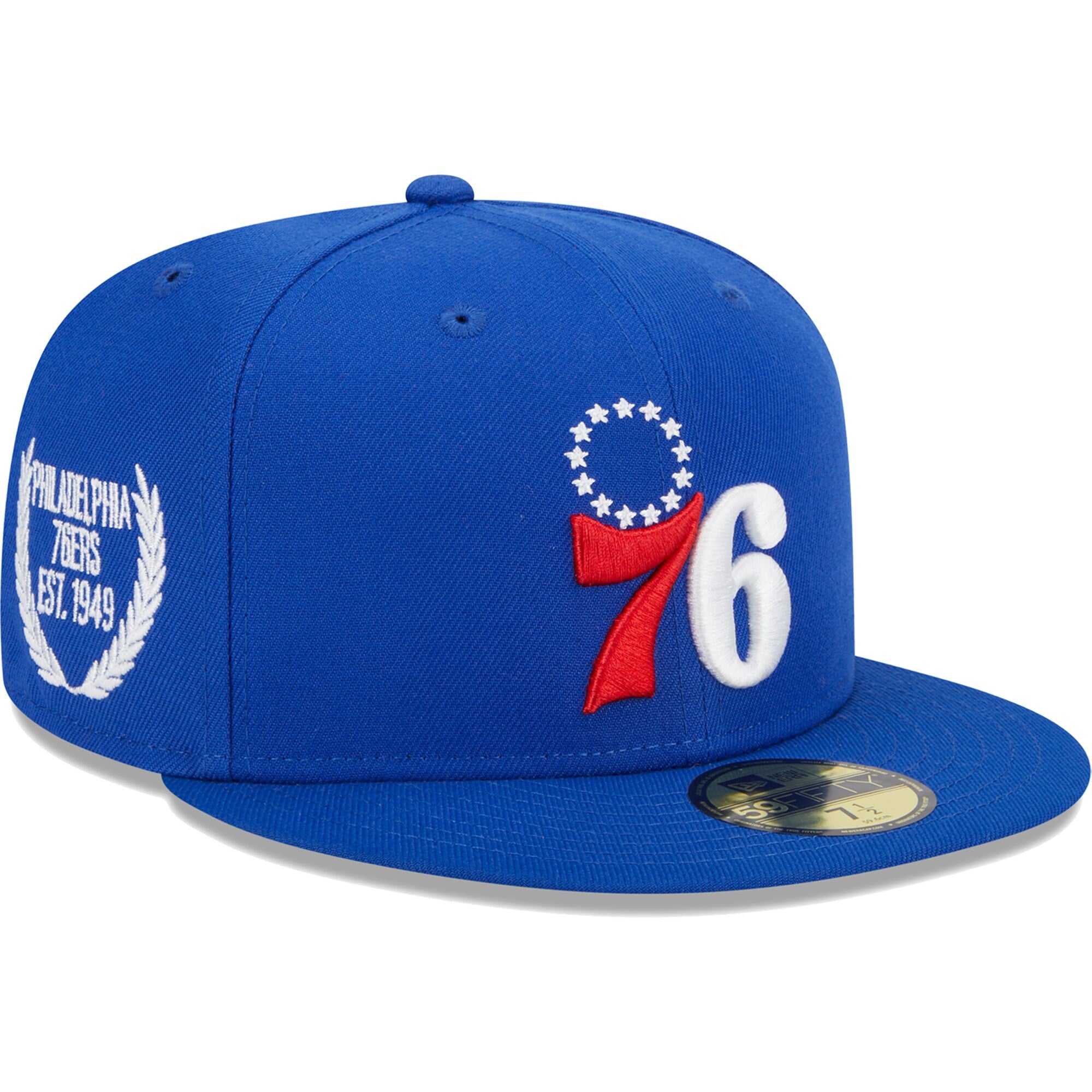 Philadelphia 76ers New Era Camo Undervisor Laurels 59FIFTY Fitted Hat - Royal