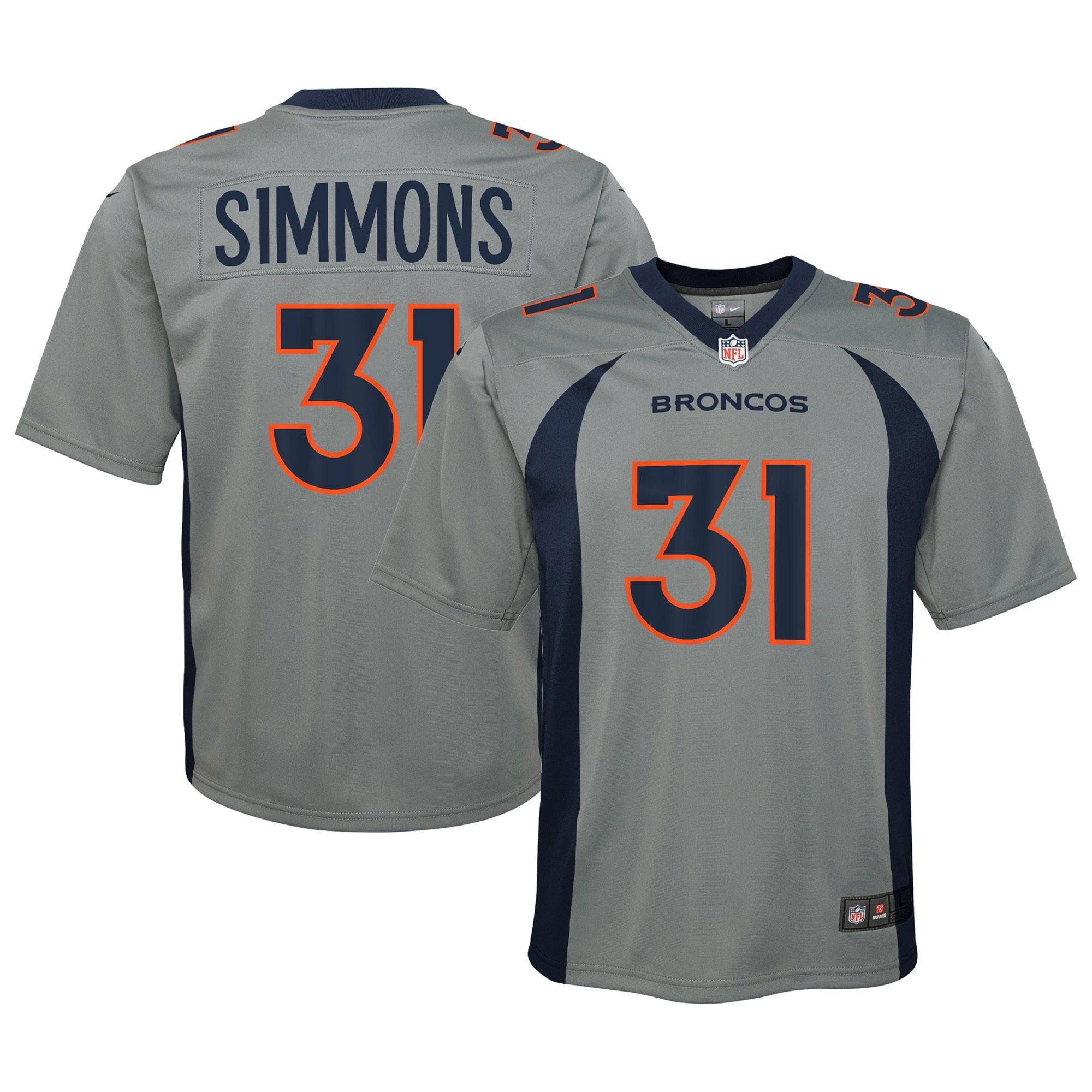 Justin Simmons Denver Broncos Nike Youth Inverted Game Jersey   Gray