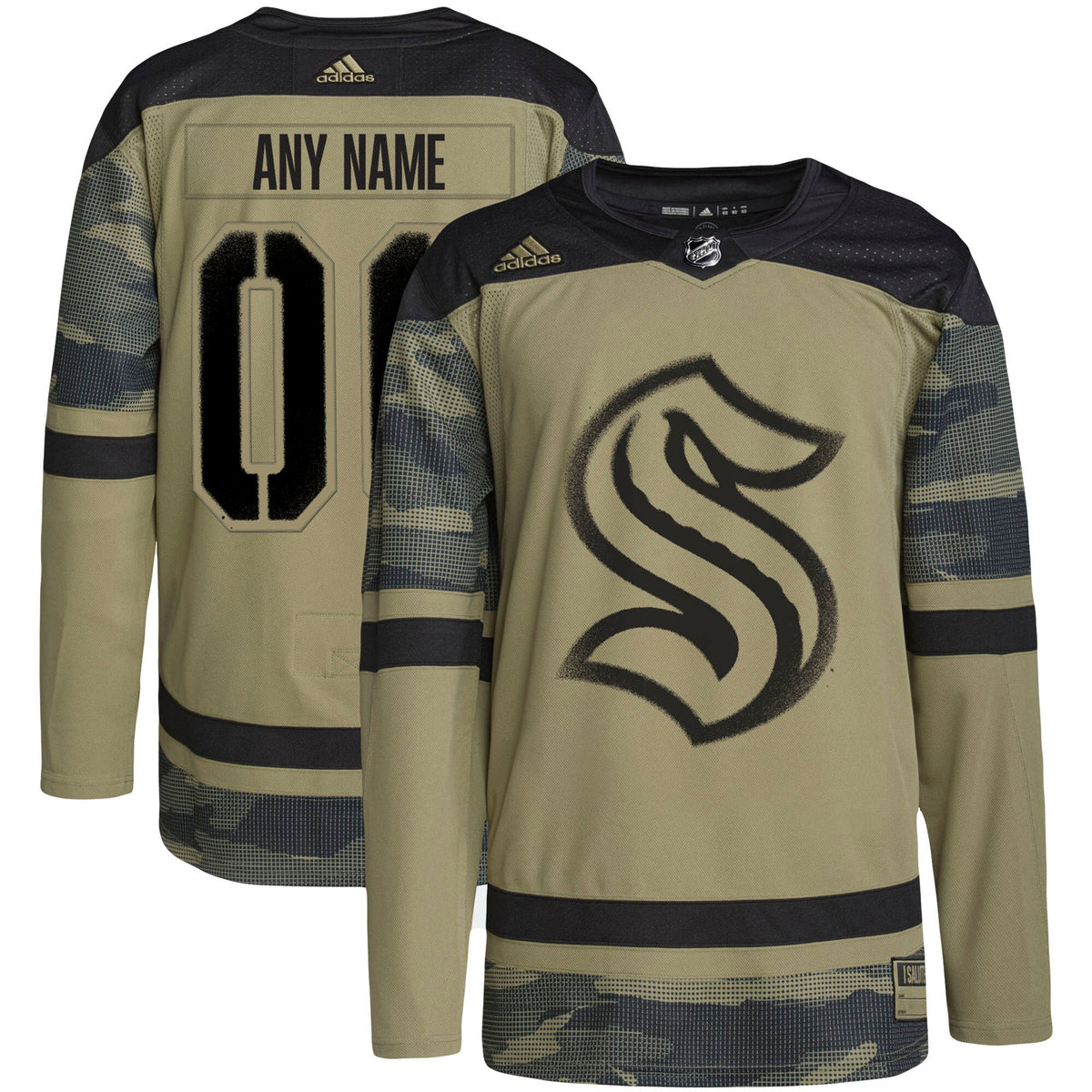 Seattle Kraken adidas Military Appreciation Team Authentic Custom Practice Jersey - Camo