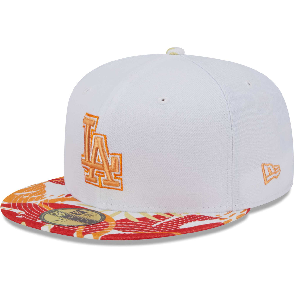 Los Angeles Dodgers New Era Flamingo 59FIFTY Fitted Hat - White/Orange