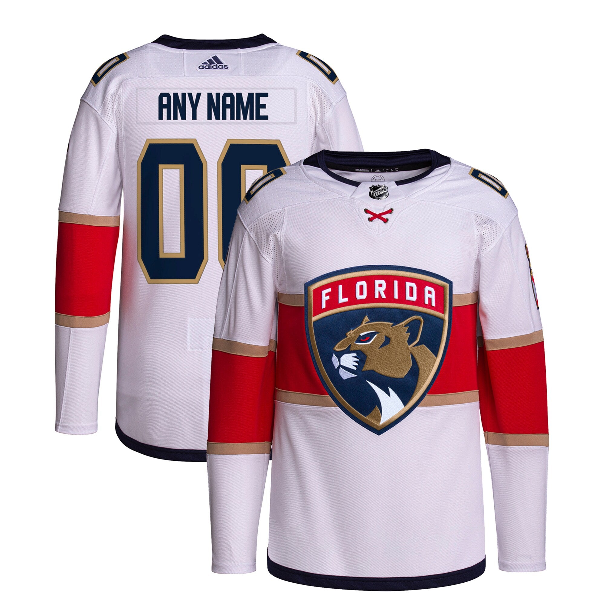 Florida Panthers adidas Away Custom Primegreen Authentic Pro Jersey White