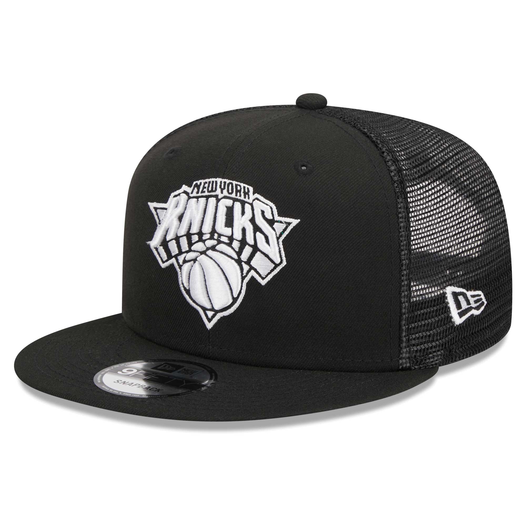 New York Knicks New Era Evergreen 9FIFTY Trucker Snapback Hat - Black