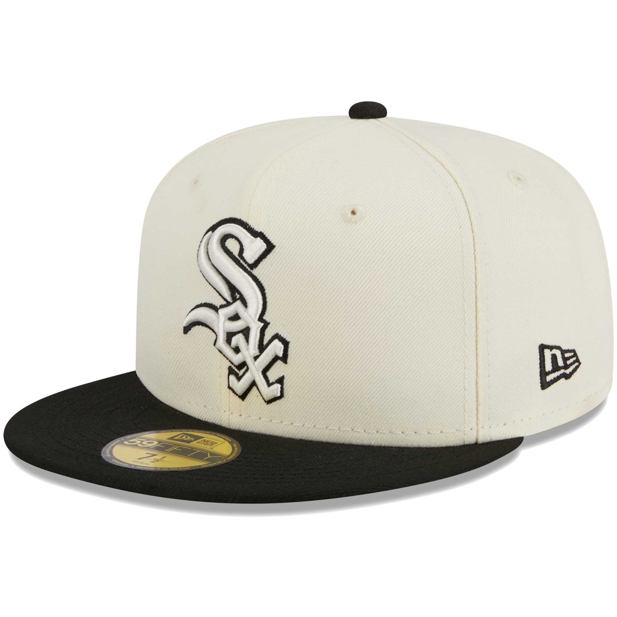 Chicago White Sox New Era Chrome 59FIFTY Fitted Hat - Stone/Black