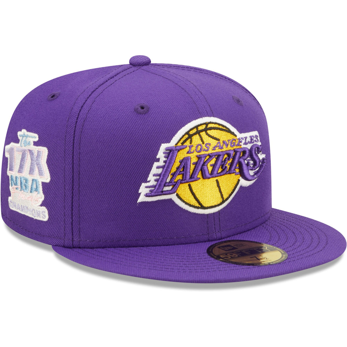 Los Angeles Lakers New Era 17x NBA Finals Champions Pop Sweat 59FIFTY Fitted Hat - Purple