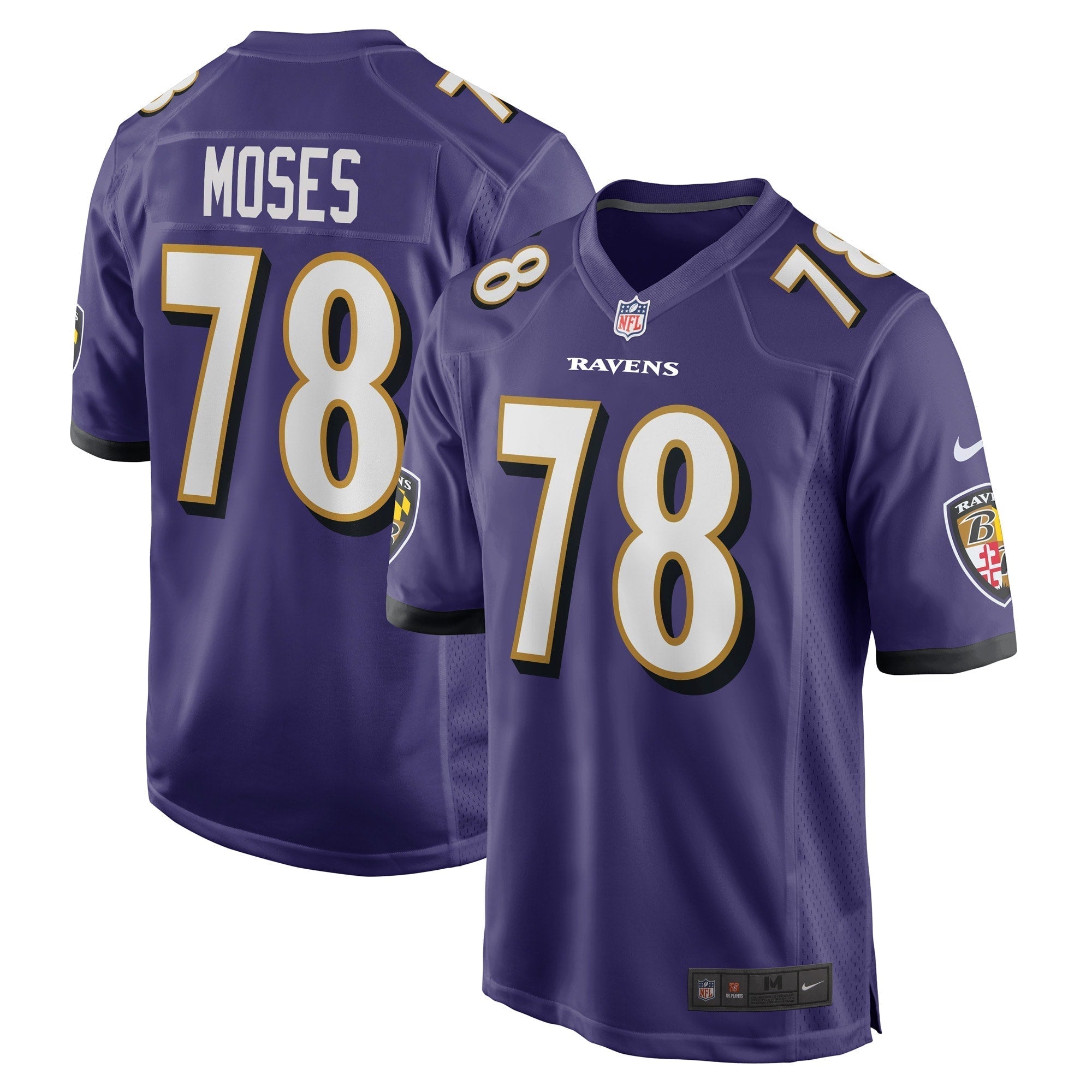 Men s Nike Morgan Moses Purple Baltimore Ravens Game Player Jersey